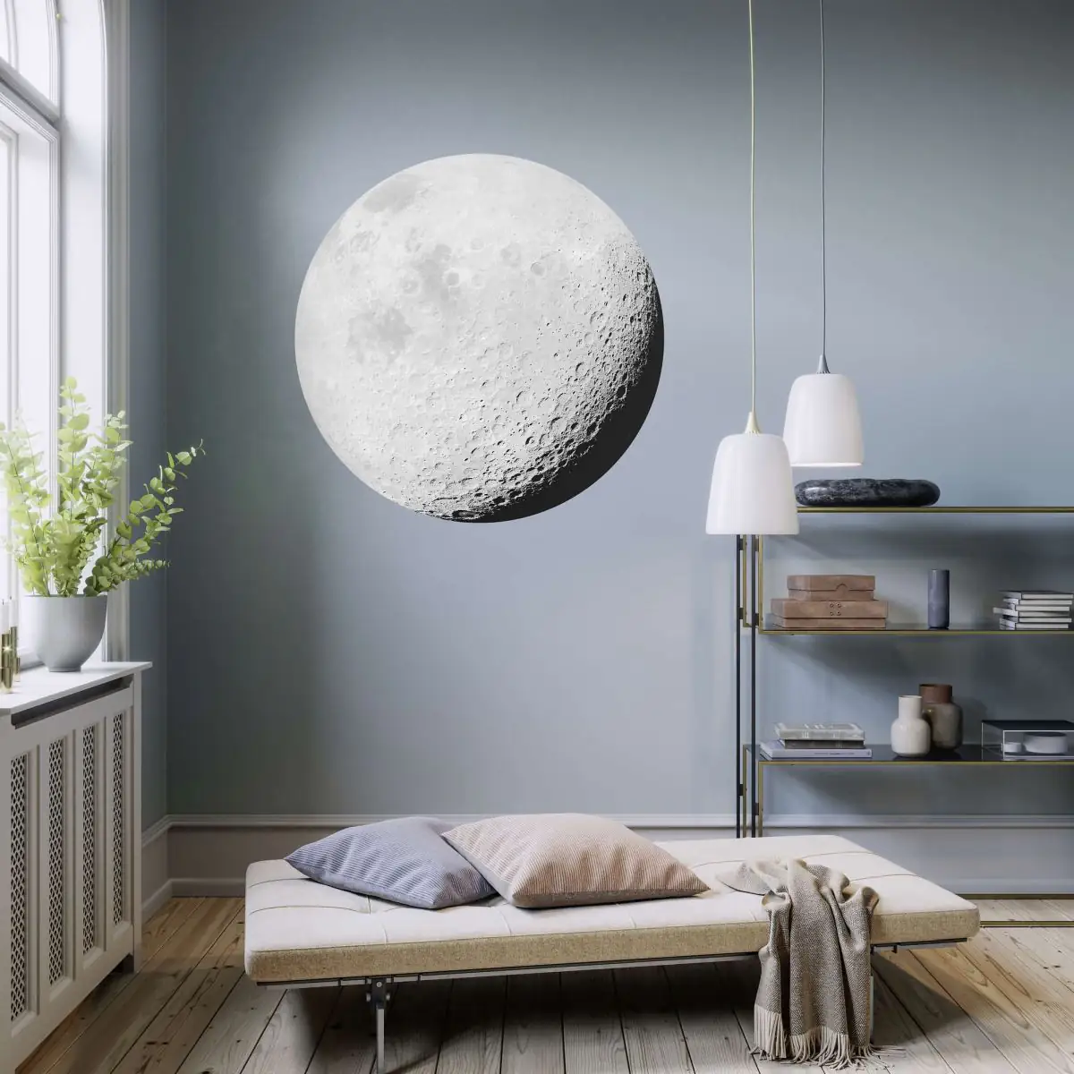 Komar Vlies Fototapete Dot Luna Ø 125 cm selbstklebend