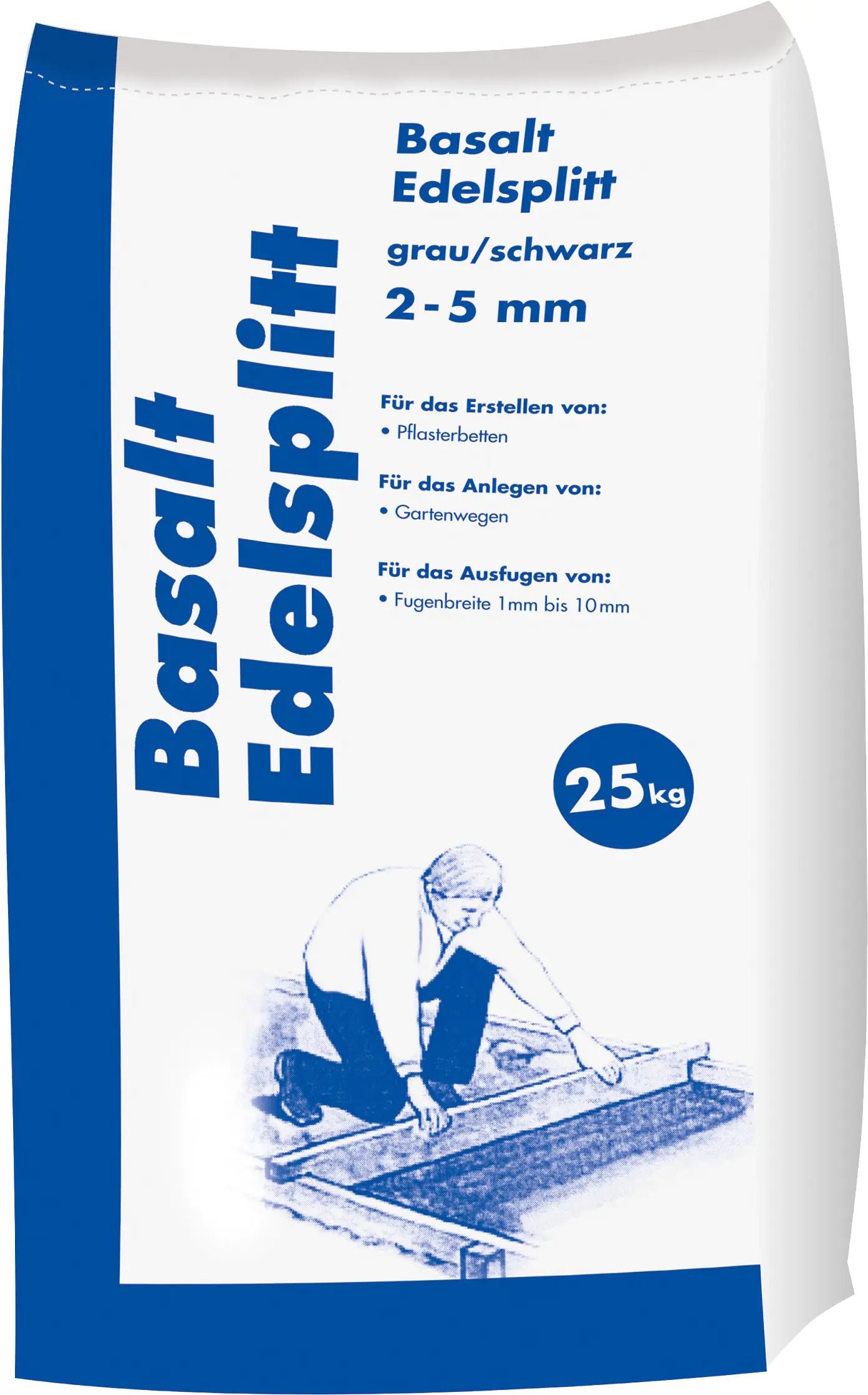 Edelsplitt Basalt 2 - 5 mm grau/schwarz 25 kg