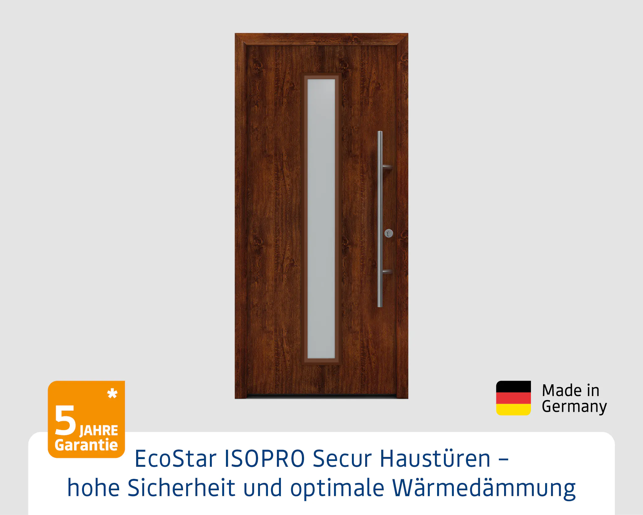 EcoStar Haustür ISOPRO Secur IPS 020 RC2 dark oak 110 x 210 cm