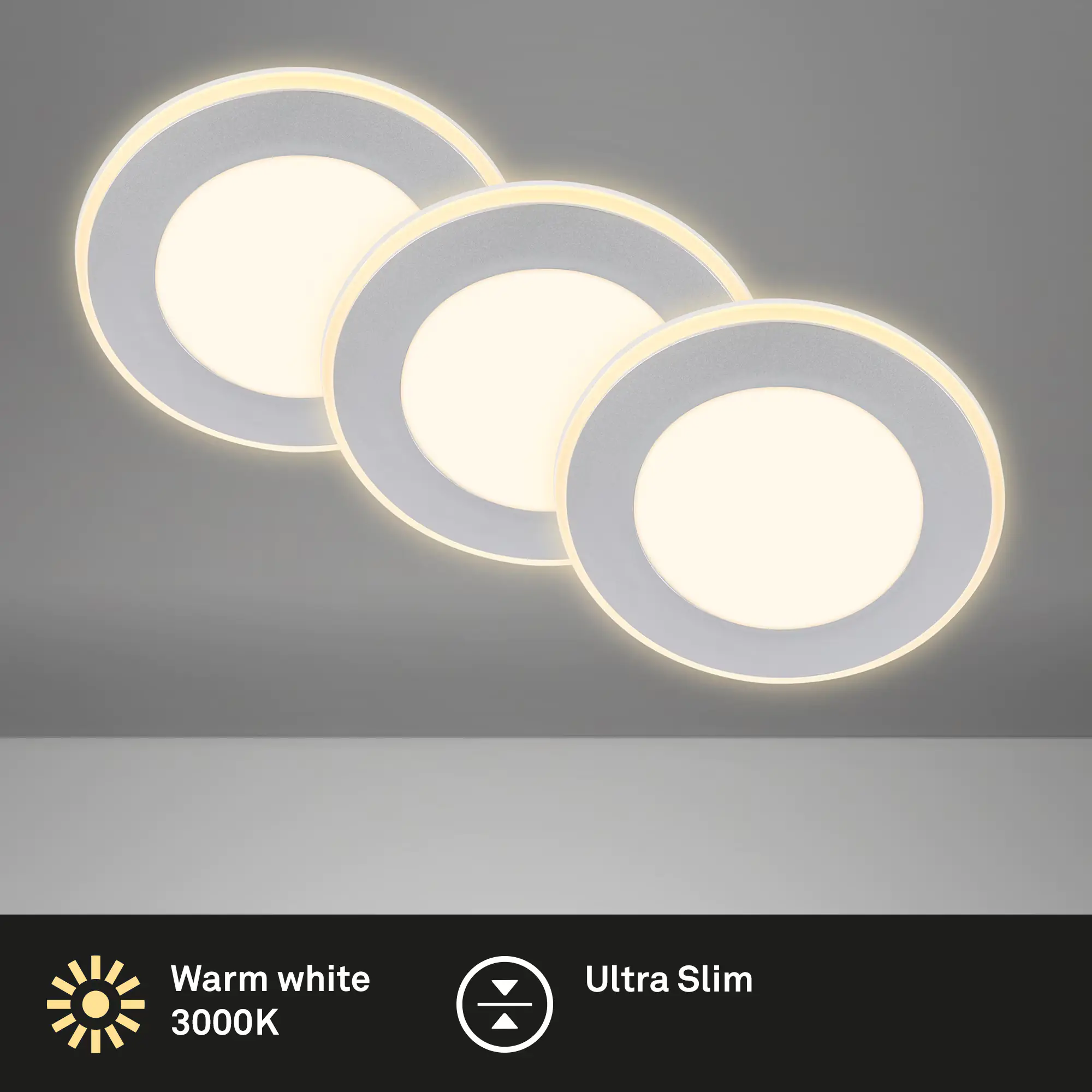 Briloner LED-Einbauleuchten 3er Set 4,9W 425lm chrom-matt Nachtlicht