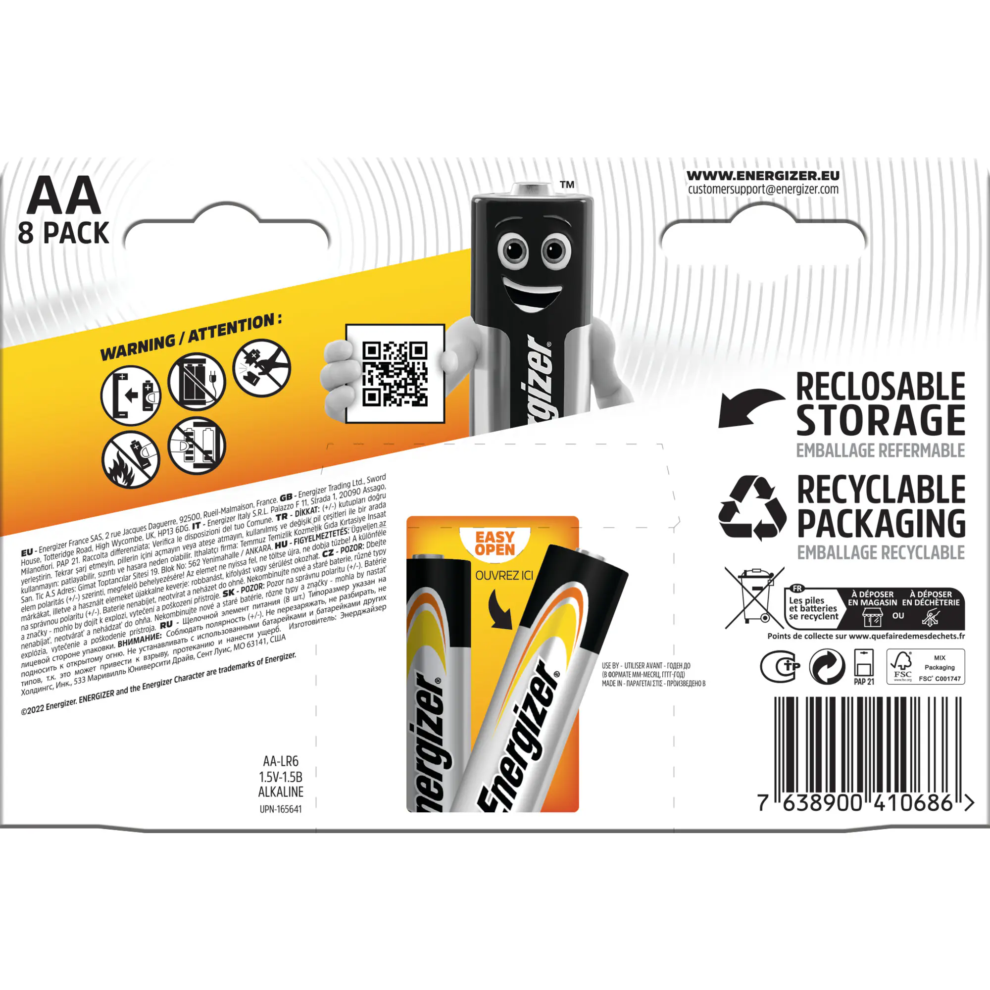 Energizer Power Alkaline Mignon AA 1,5 V, 8er Pack