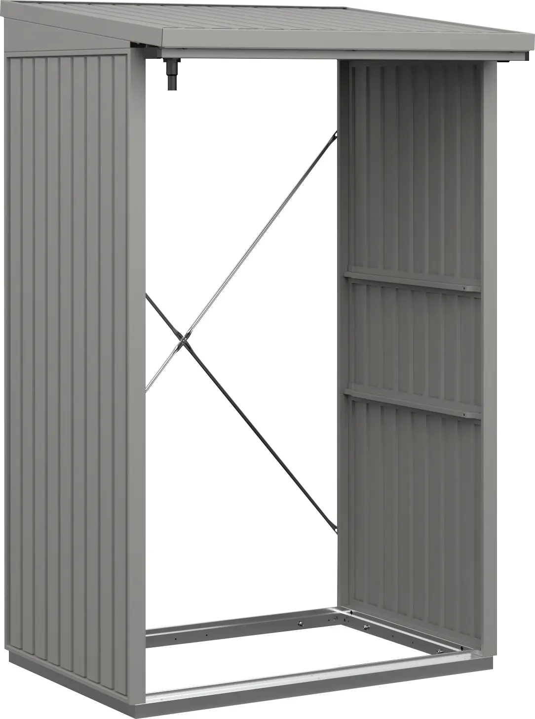 Ecostar Kaminholzregal Trend-V Typ 1, graualuminium, mit Verstrebung
