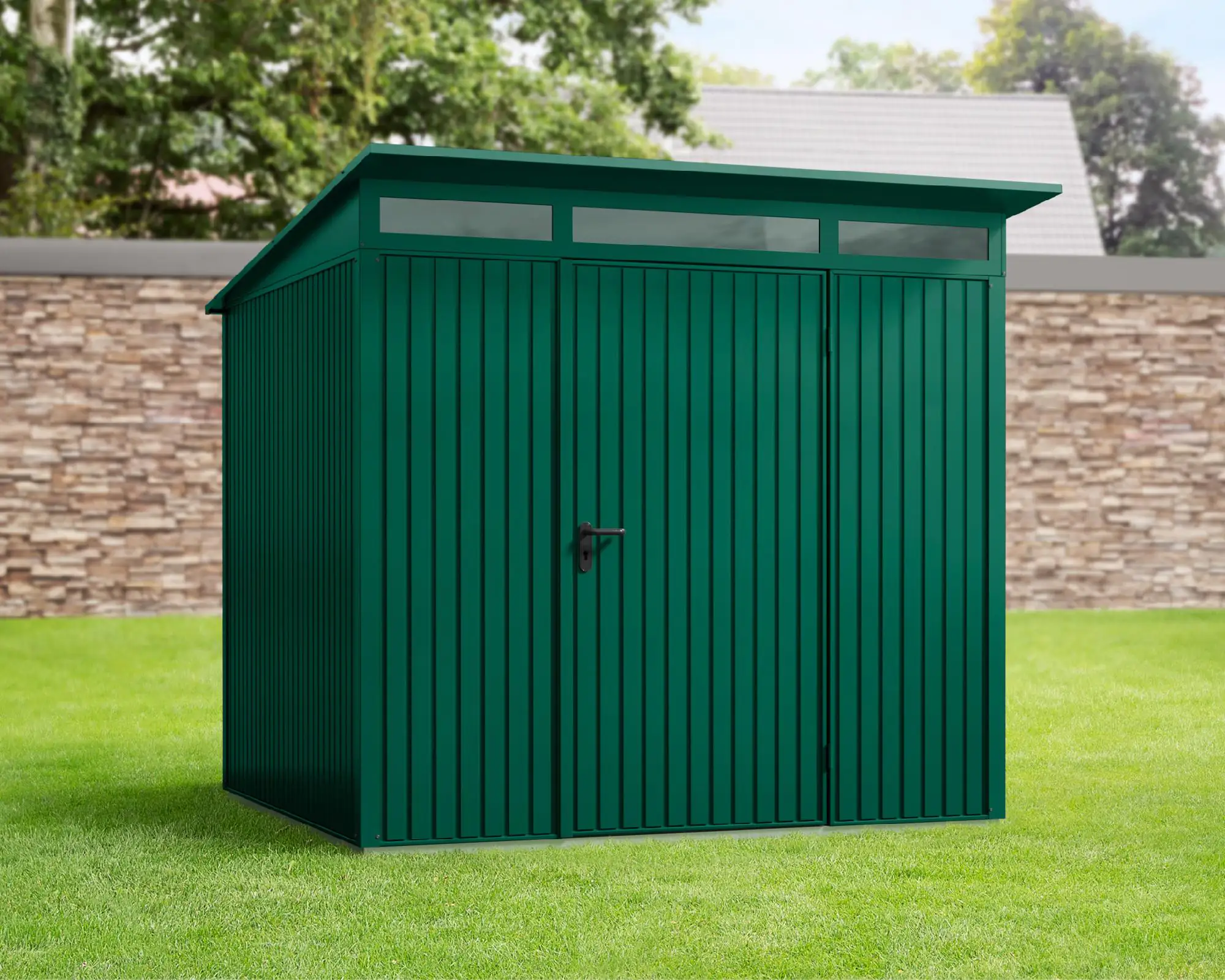EcoStar Gerätehaus Trend-P Typ 2 moosgrün 247,9 x 283,4 x 232,3 cm