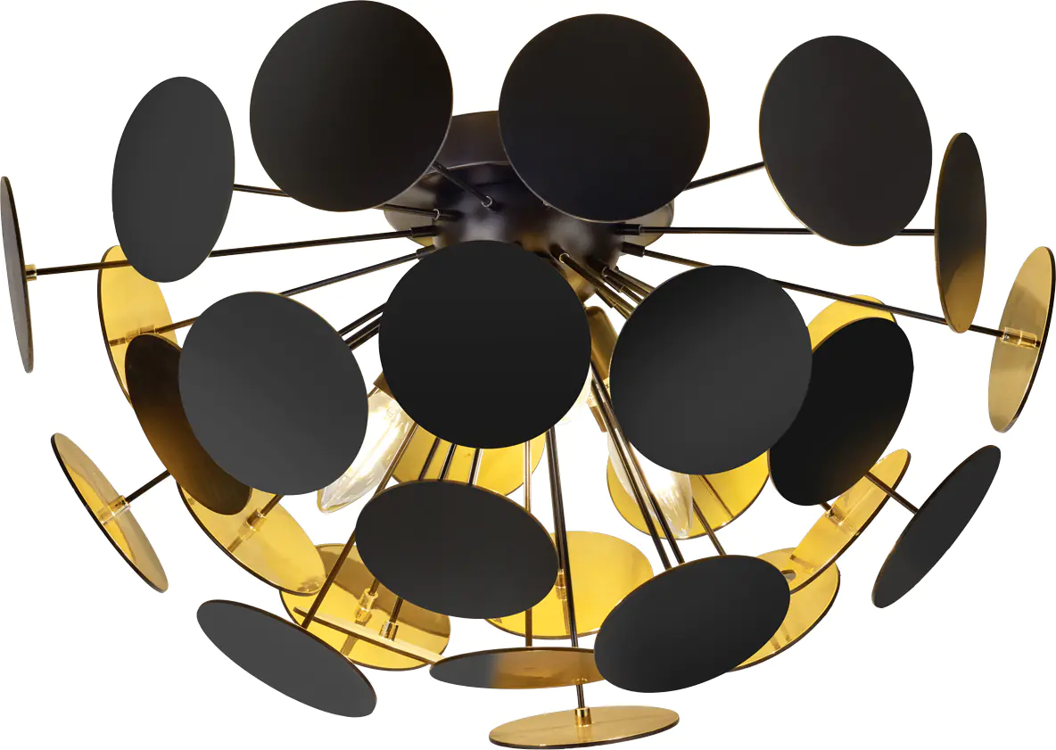 Trio Leuchten Deckenleuchte Discalgo Metall schwarz/gold E14 40 W Ø 54 cm