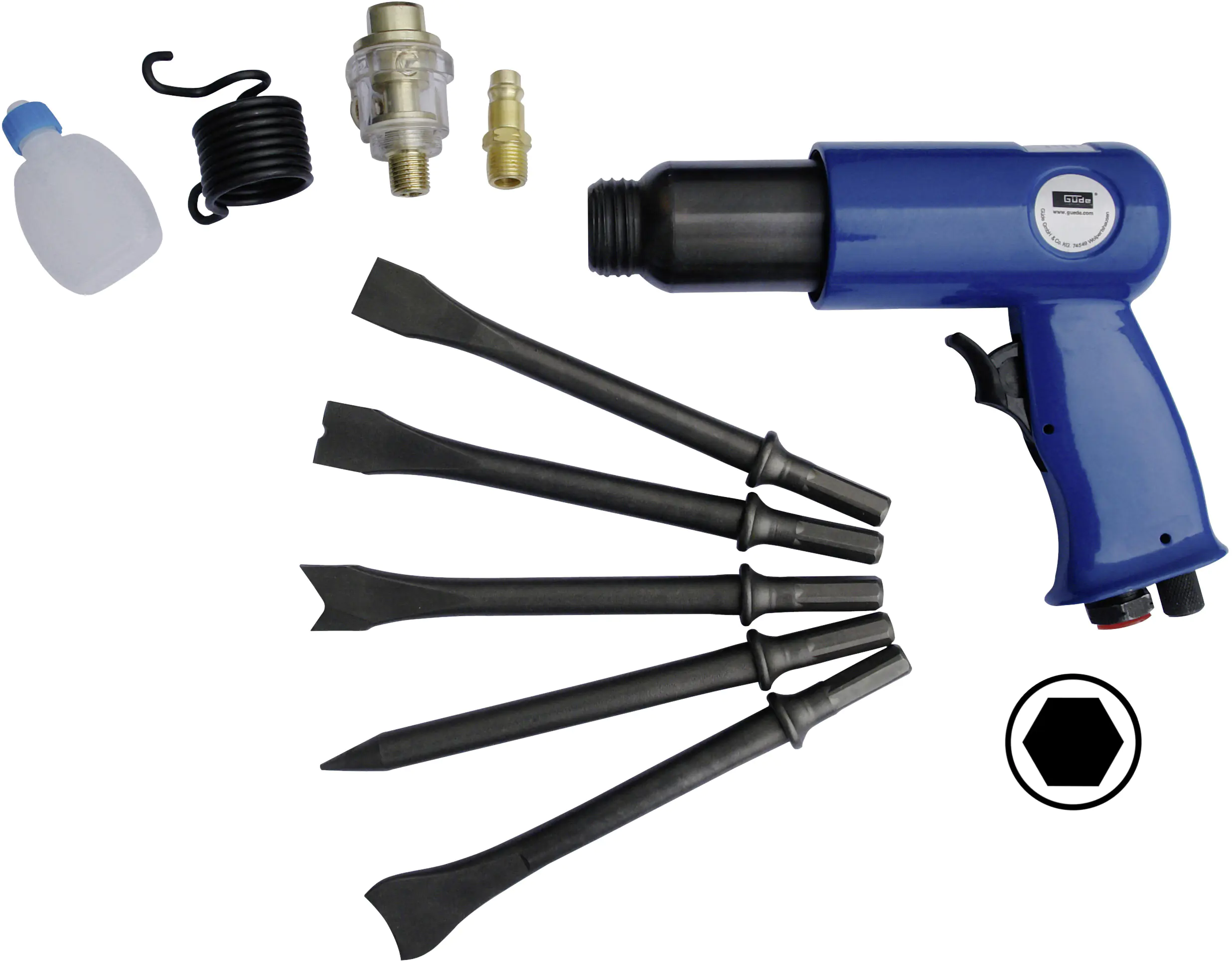 Güde Druckluft-Meisselhammer-Set inkl. 6 Meissel