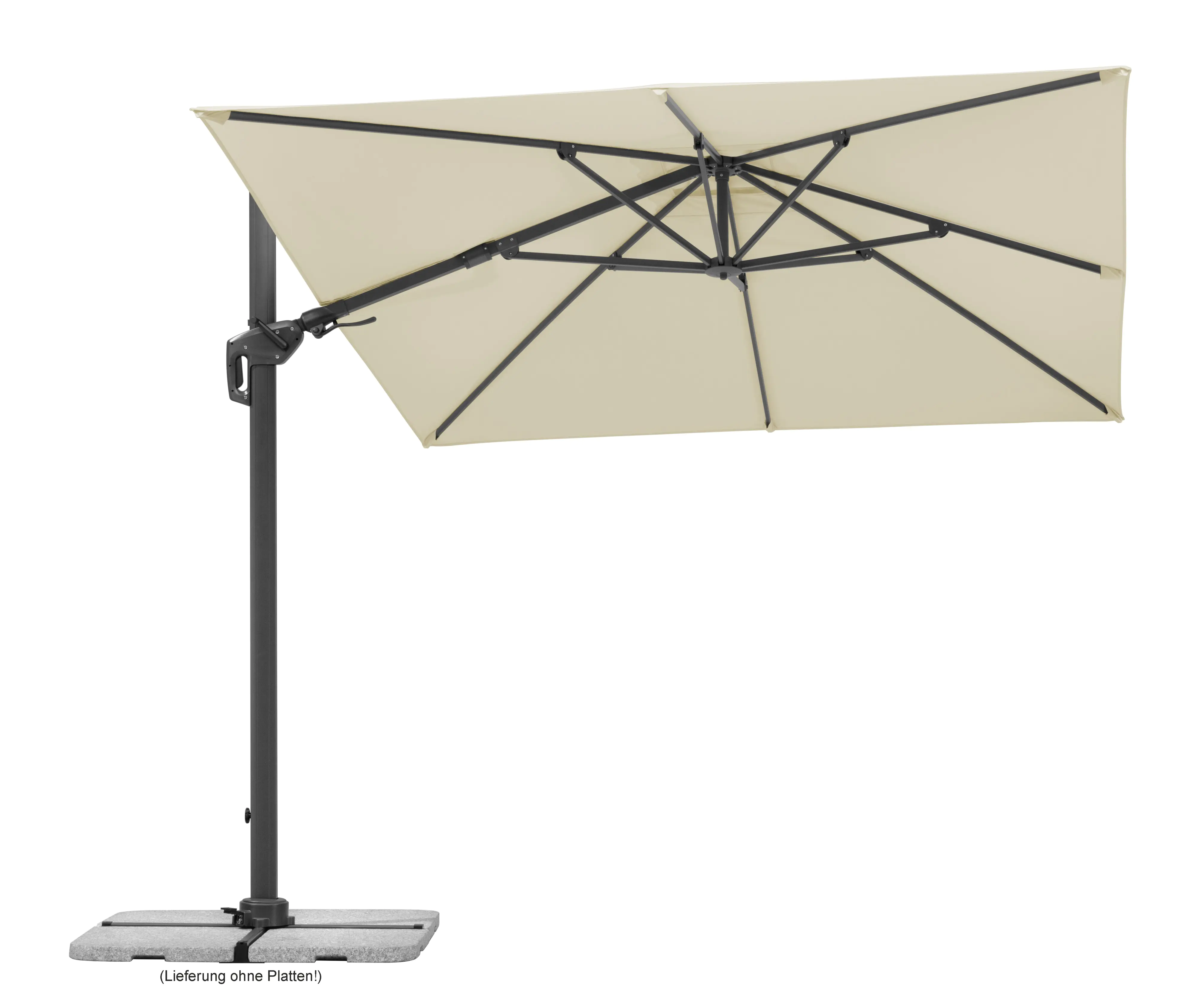 Schneider Ampelschirm Rhodos Twist natur 350 x 260 cm inkl. Sonnenschirmhülle