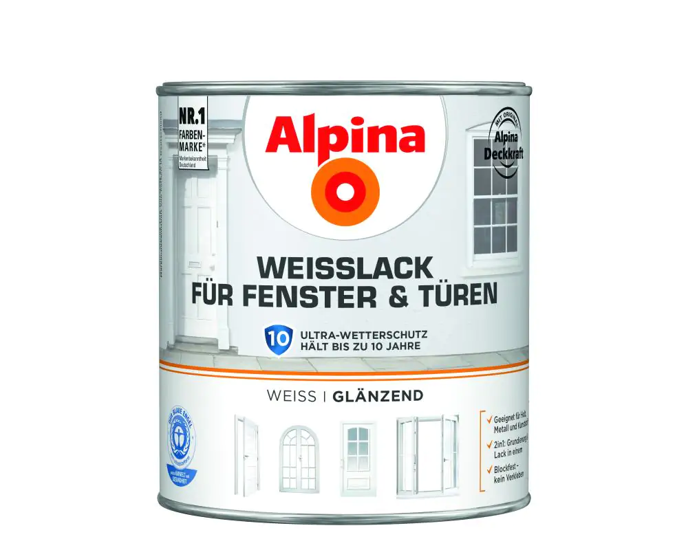 Alpina Weißlack für Fenster & Türen 2 L weiß glänzend