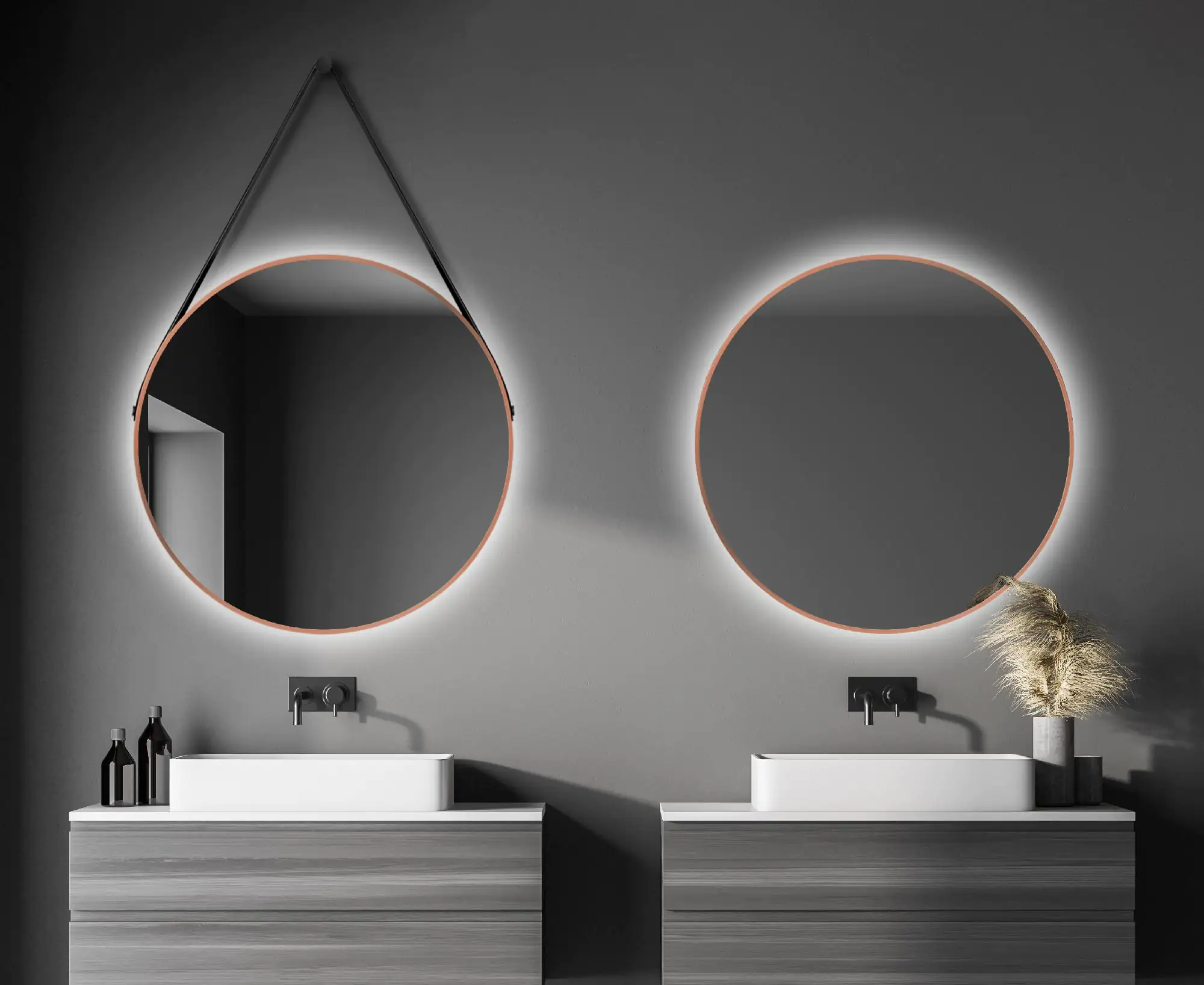 DSK LED Lichtspiegel Silver Barbier Ø80 cm, kupfer