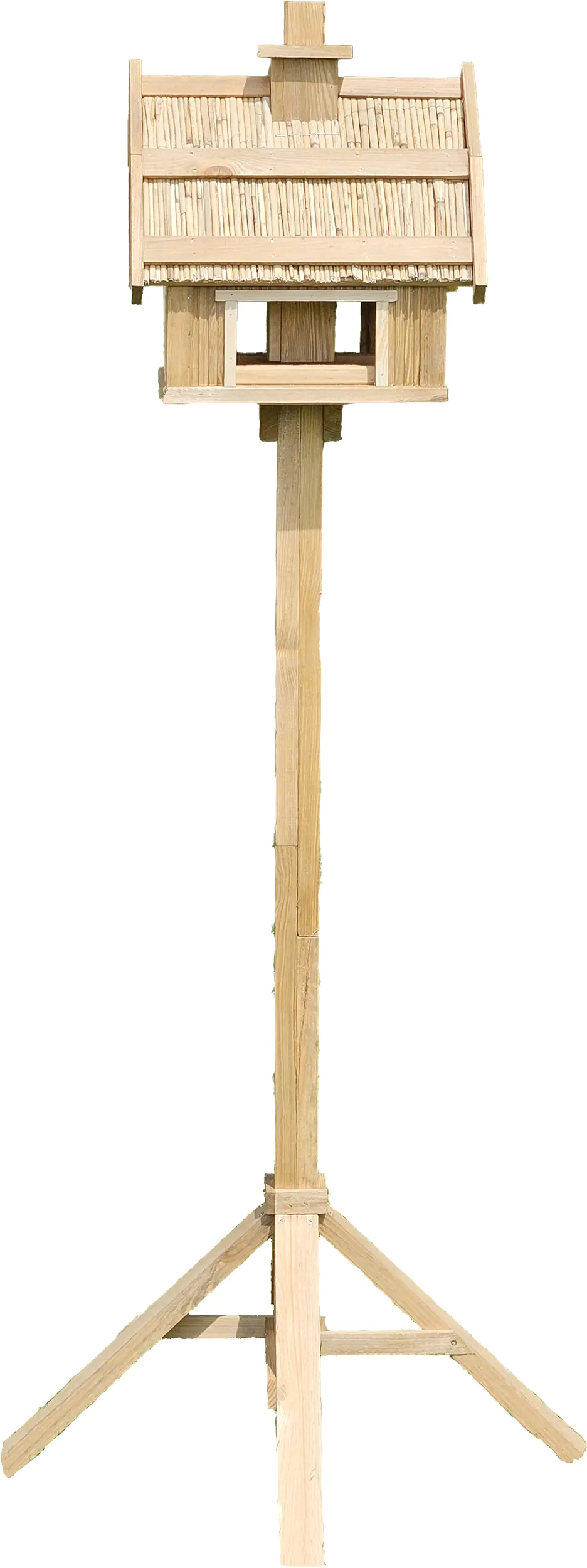 Vogelhaus Pondruff mit Strohdach und Ständer braun 31 x 40 x x37 cm
