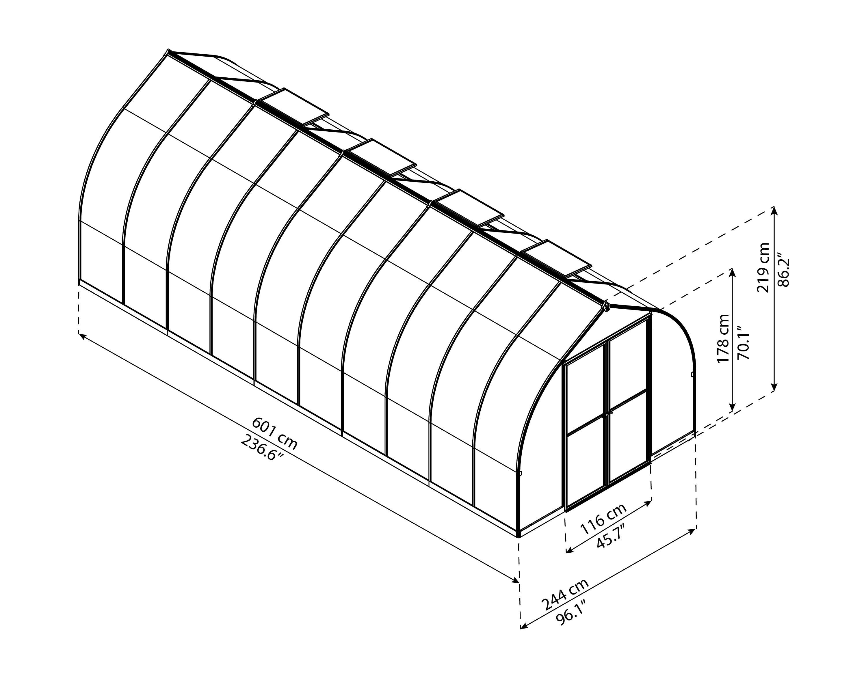 Canopia Gewächshaus Bella 8X20 244 x 601 x 219 cm