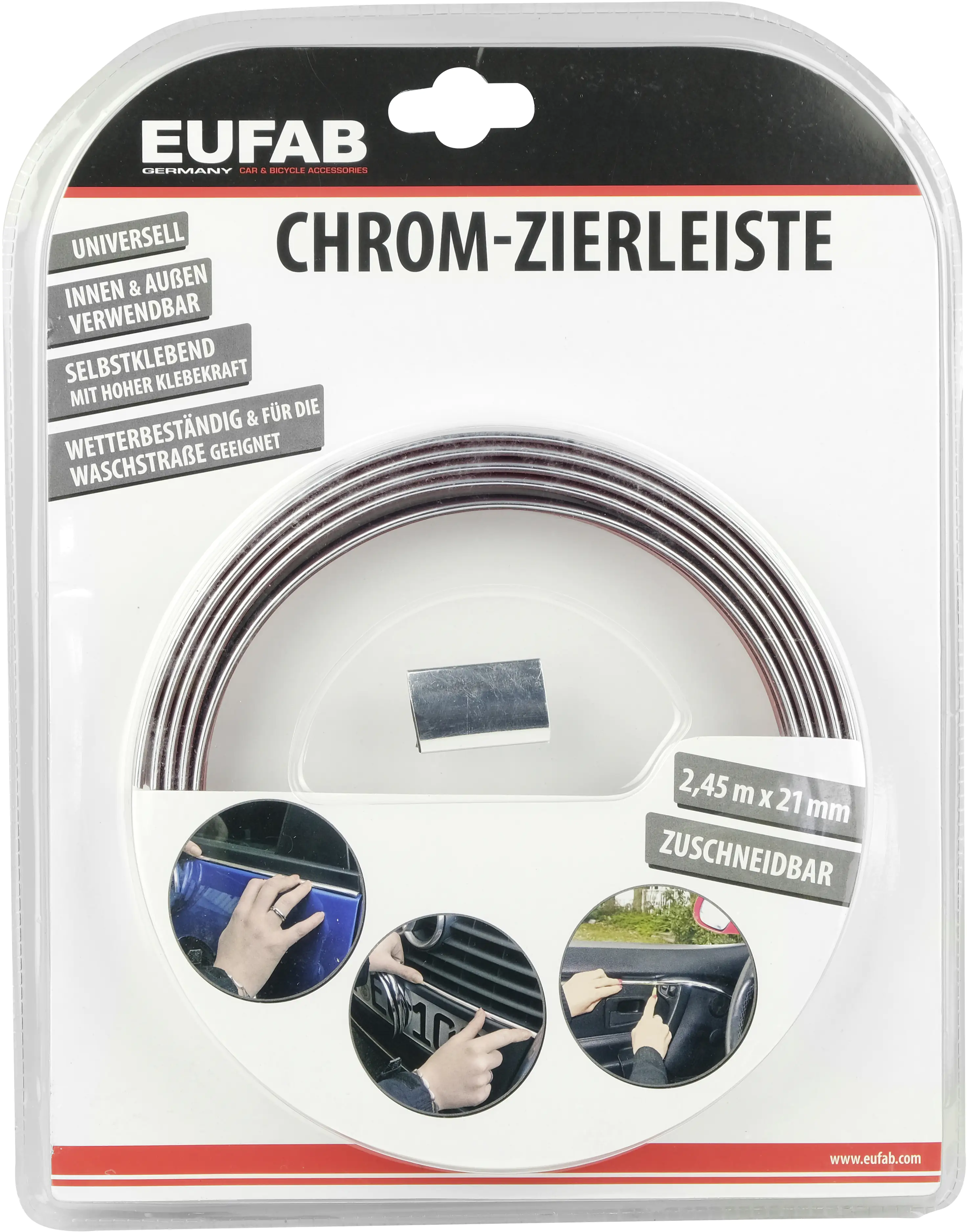 EUFAB Zierleiste universal Chrom 2,45m x 21mm