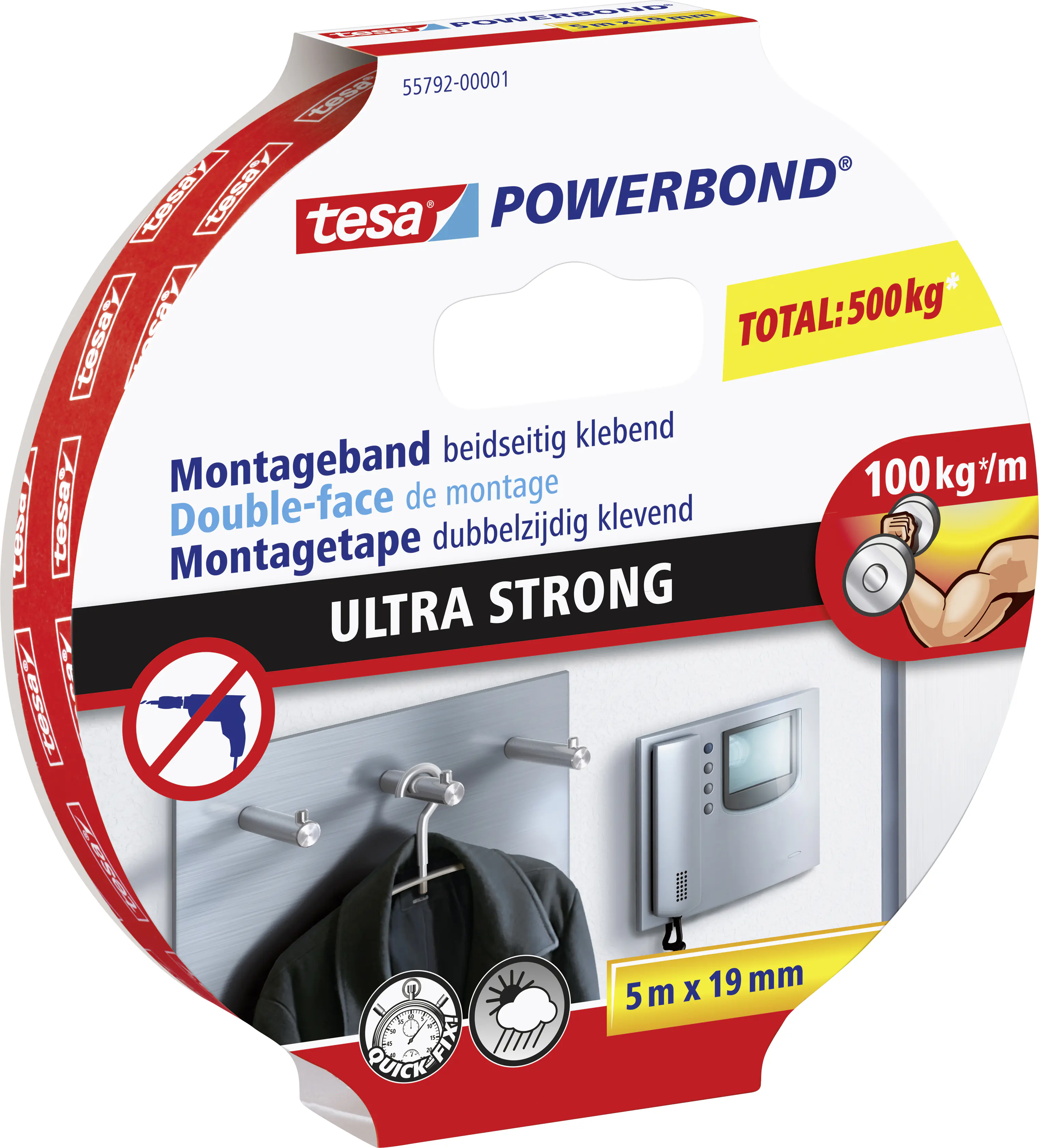 tesa doppelseitiges Montageband Ultra Strong 5 m x 19 mm