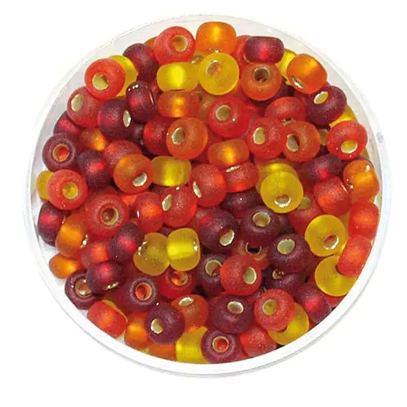Rocailles Mix 4,5 mm matt gelb, orange, rot 17 g
