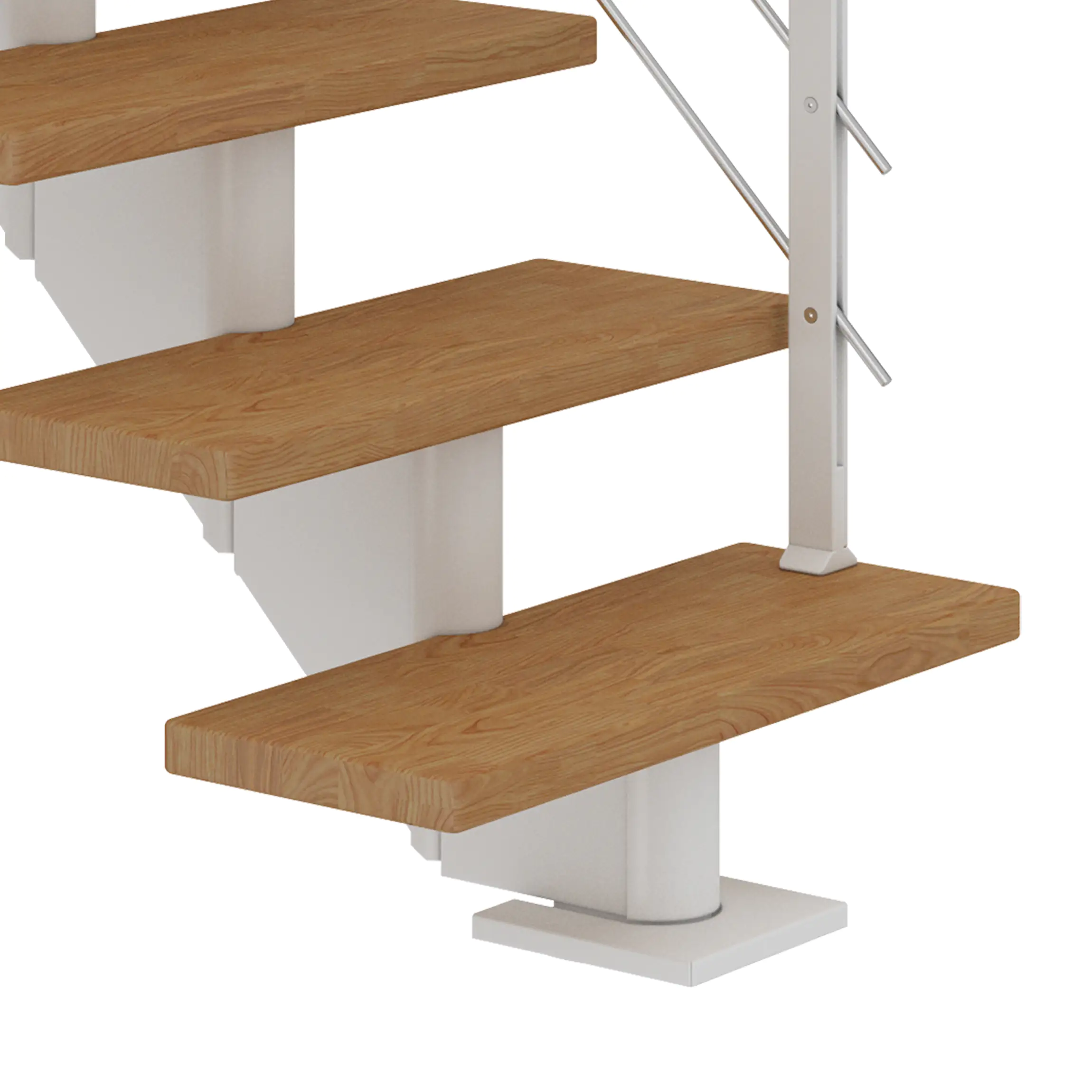 Dolle Mittelholmtreppe Hamburg Eiche 75 cm 11 Stufen gerade mit Geländer weiß