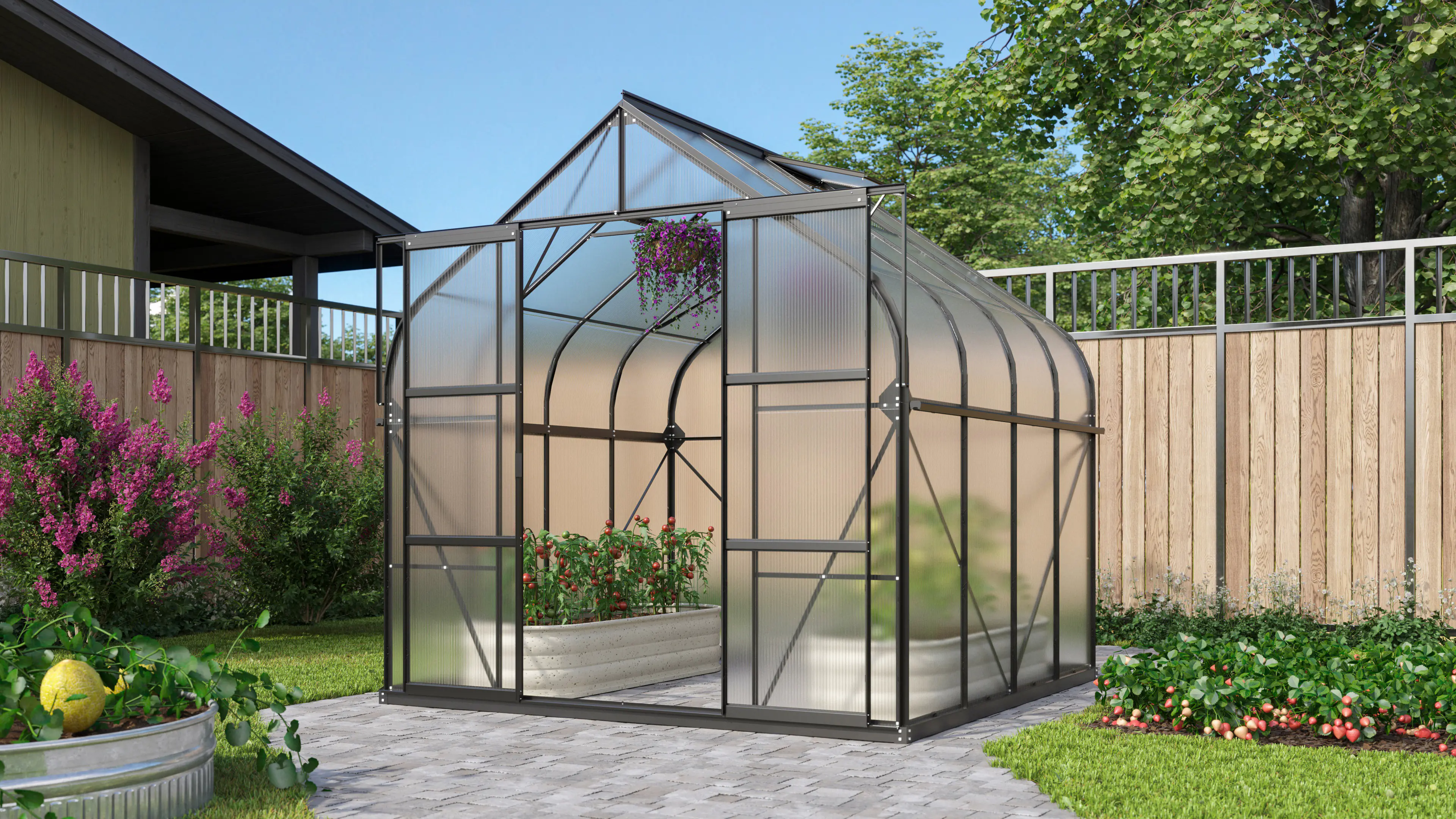Vitavia Gewächshaus-Set Dione 6700 HKP 4 mm schwarz 254 x 254 cm 