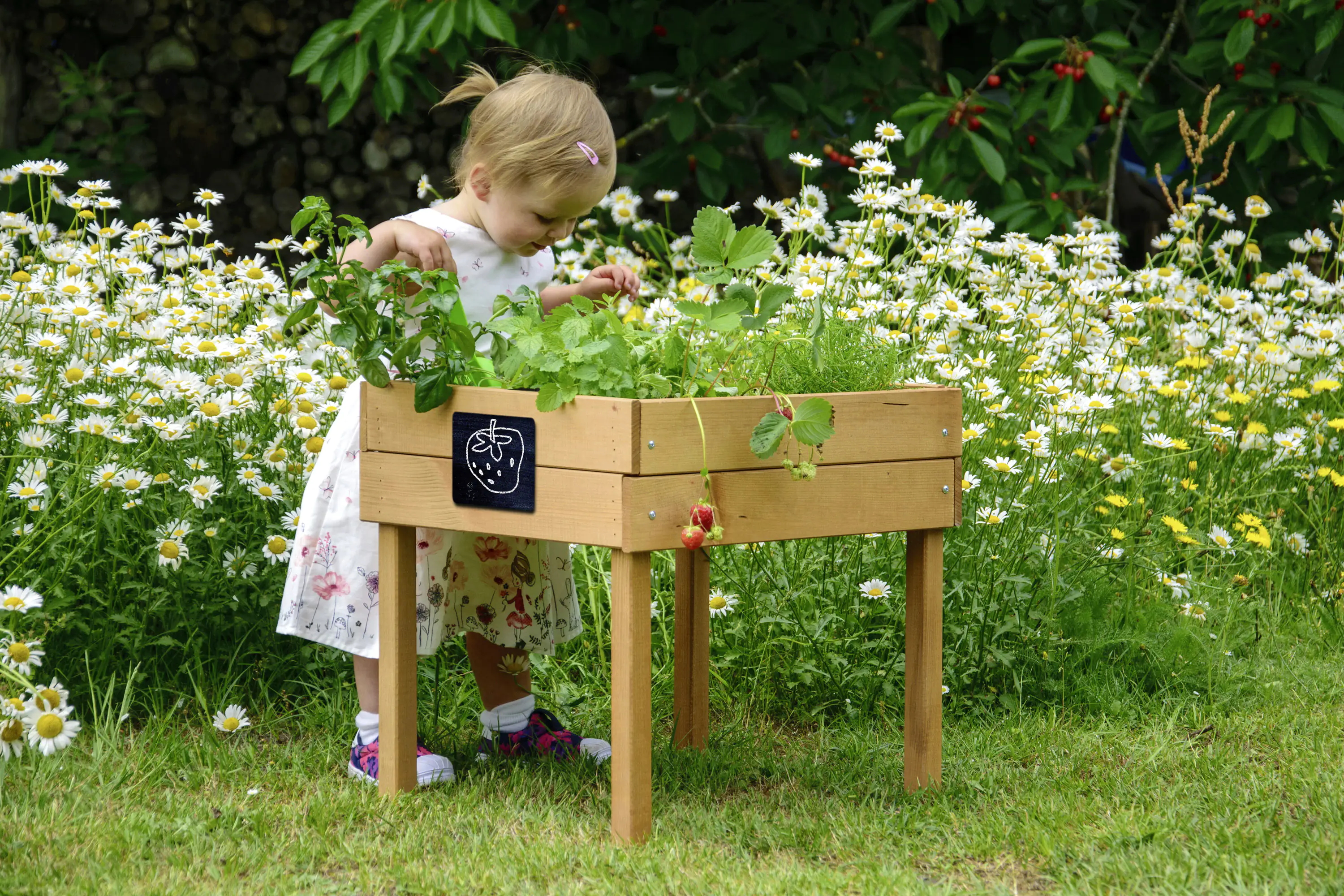 Dobar Kinder-Hochbeet mit Kreidetafel braun 50 x 40 x 45 cm