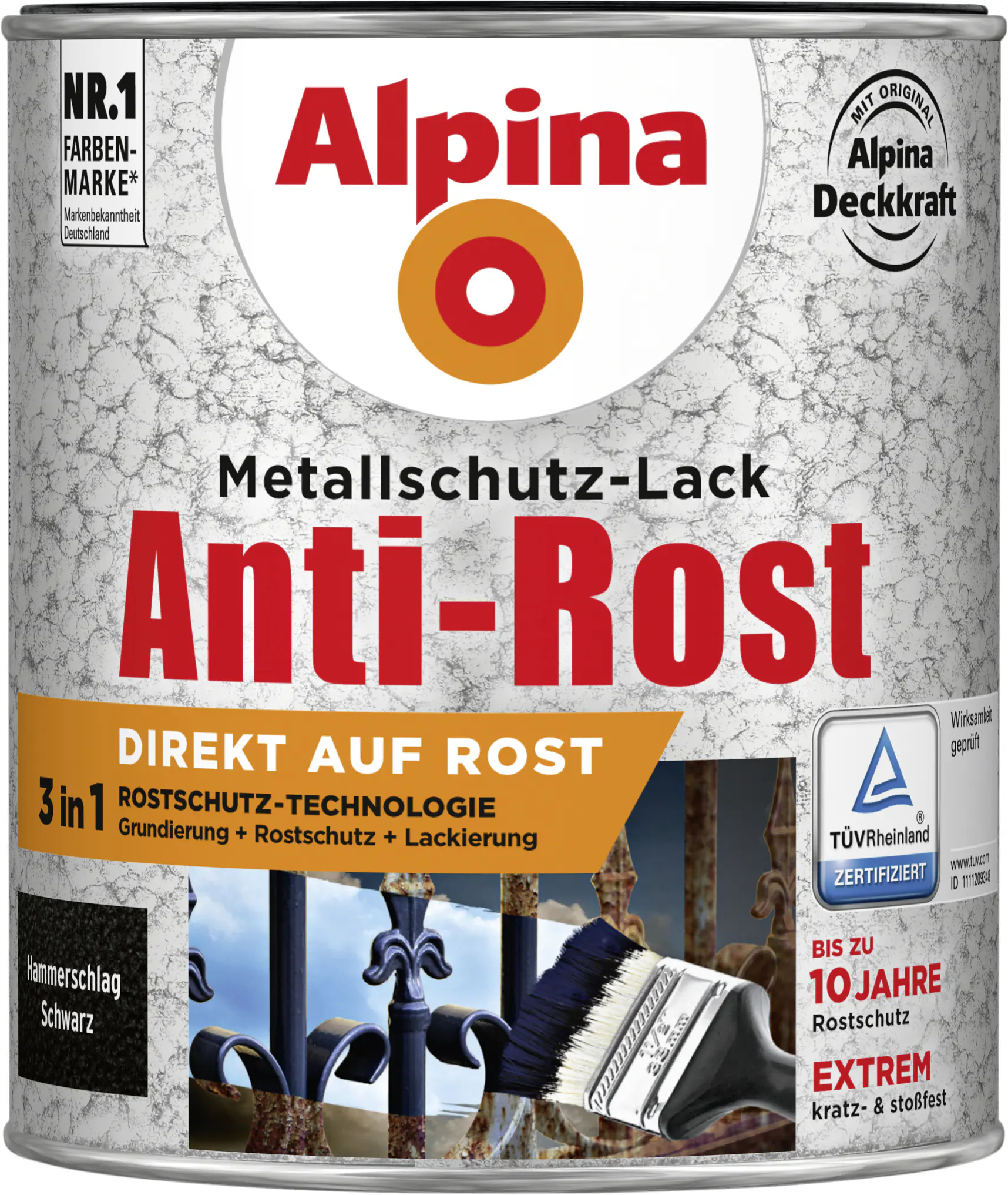 Alpina Metallschutz-Lack Hammerschlag 750 ml schwarz