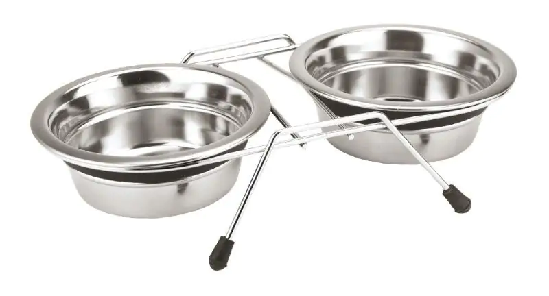 Nobby Doppel-Hundenapf Edelstahl Silent Diner 2x 13 cm - 400 ml silber