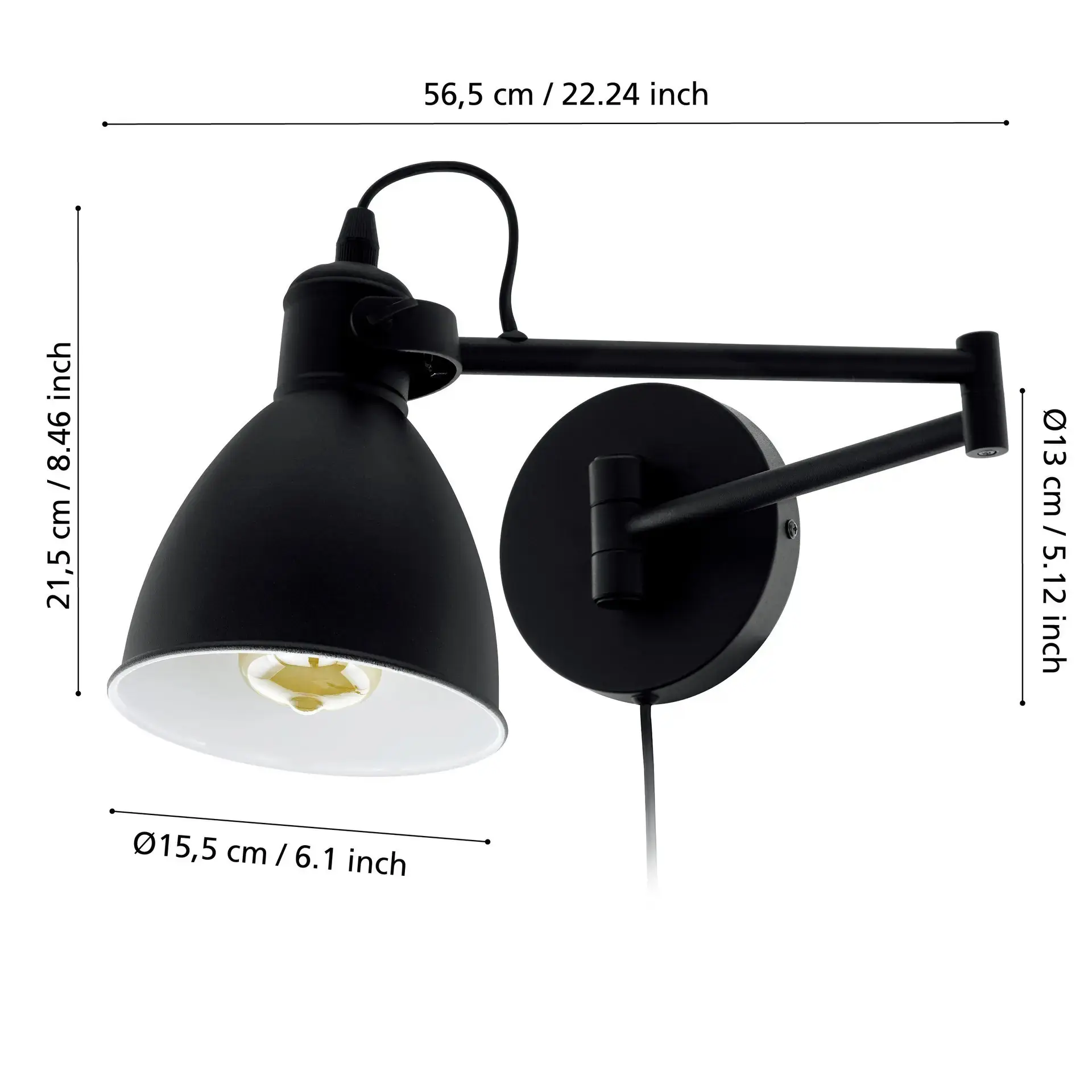 Eglo Wandleuchte San Peri E27 schwarz Stahl