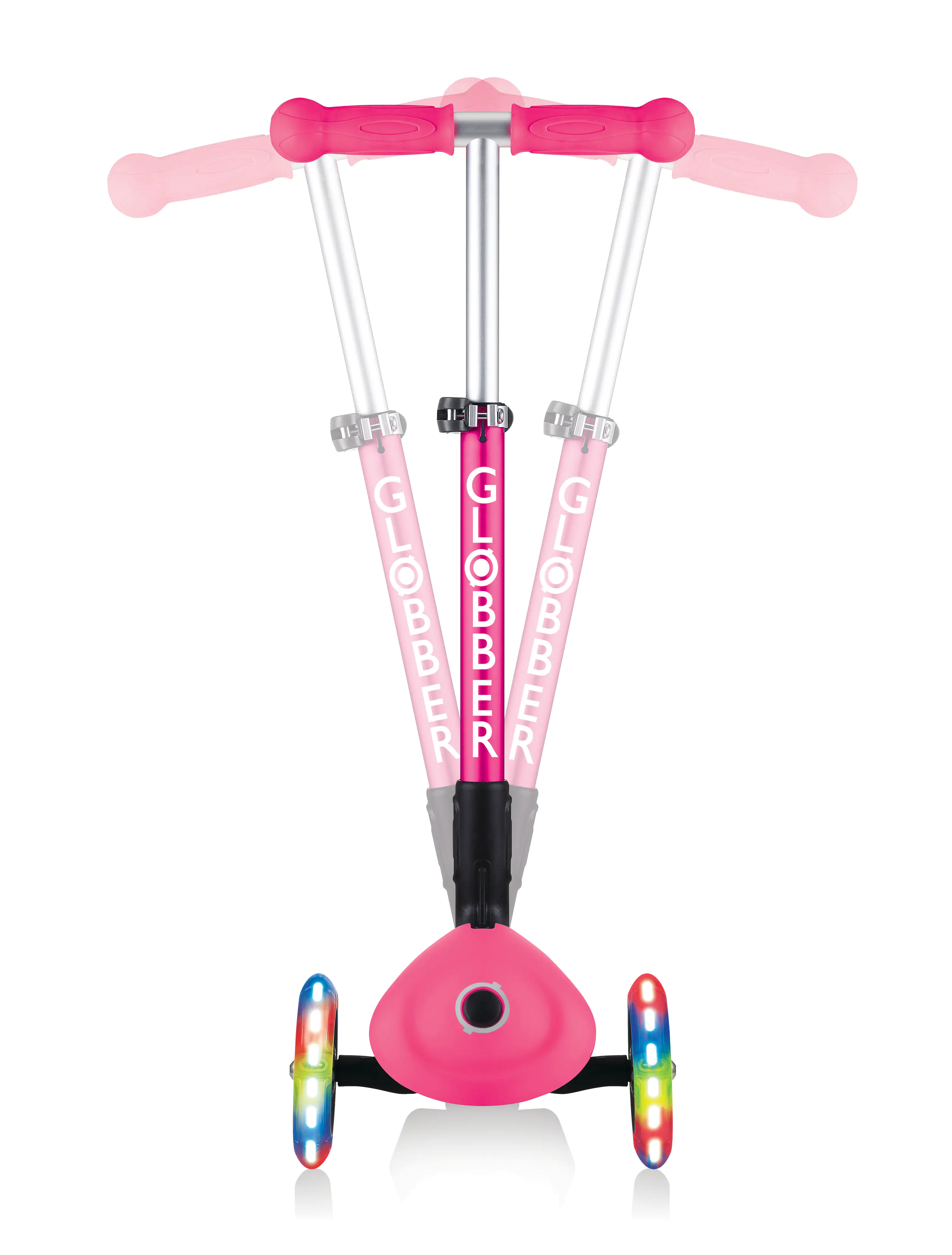 Globber Scooter Junior Foldable Lights fuchsia pink mit Leuchtrollen