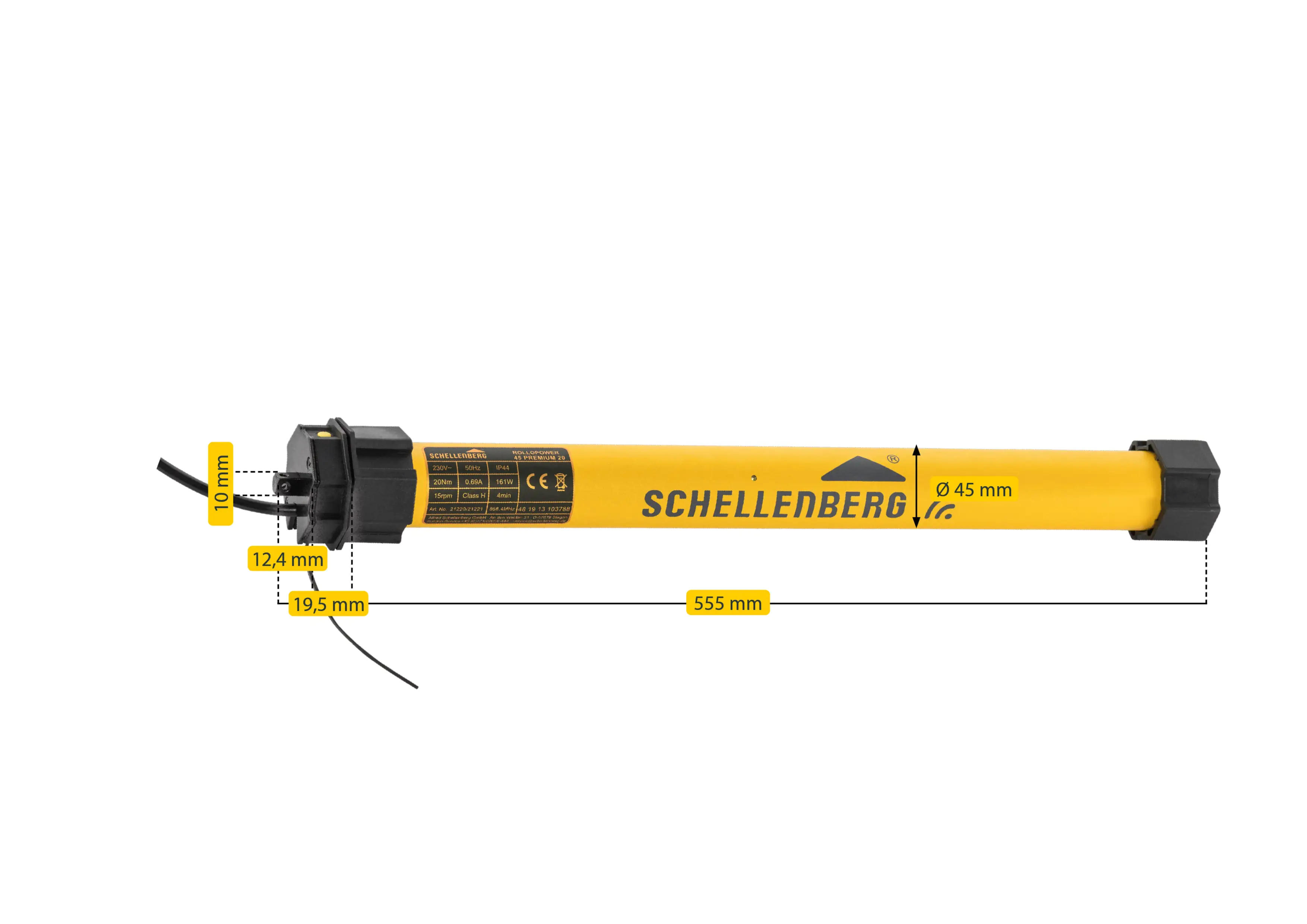 Schellenberg Funk-Rolladenmotor Premium 20 Nm Maxi für 60 mm Achtkantwelle