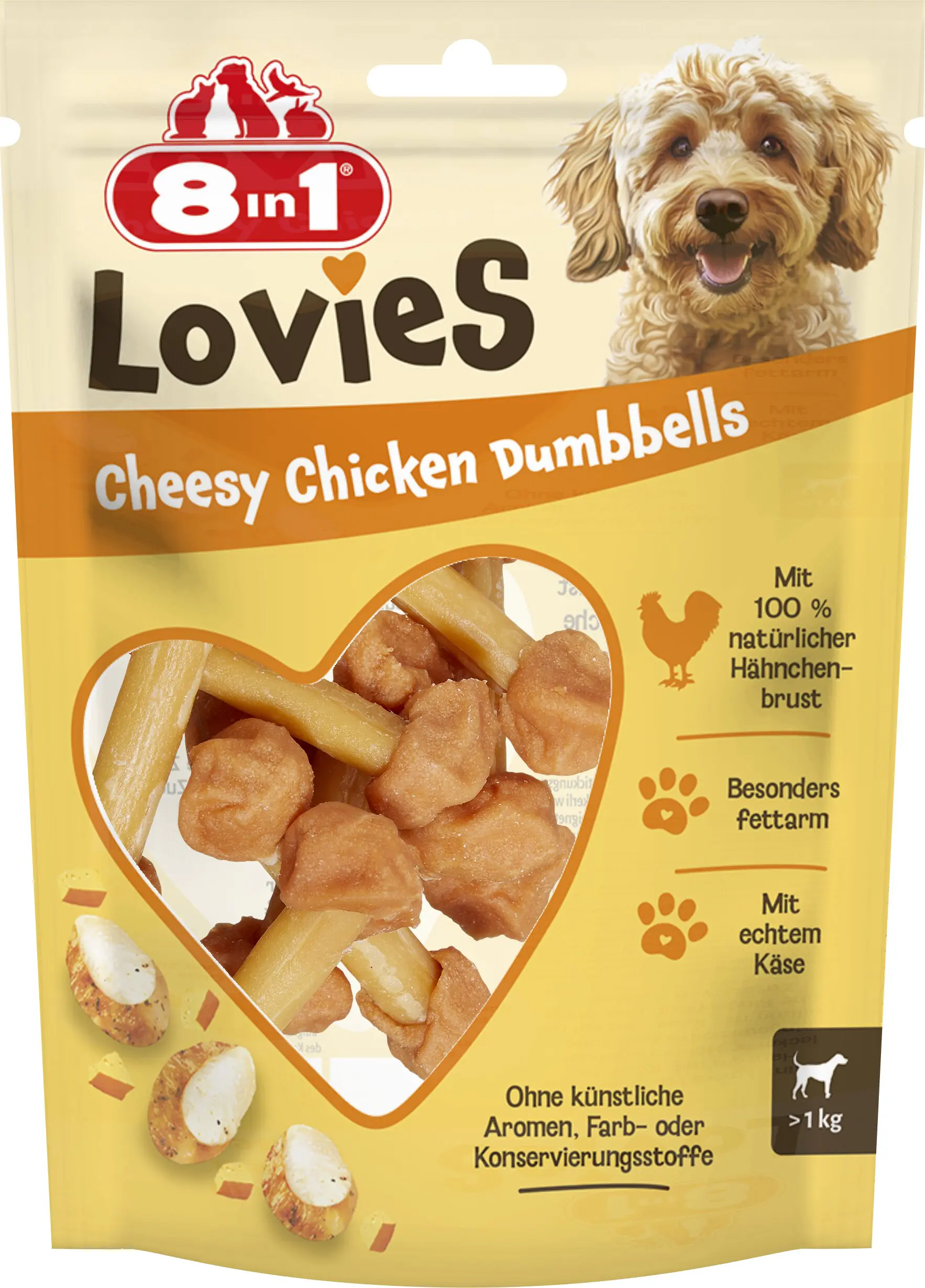 8in1 Lovies Hundeleckerli Sticks 80 g Huhn & Käse