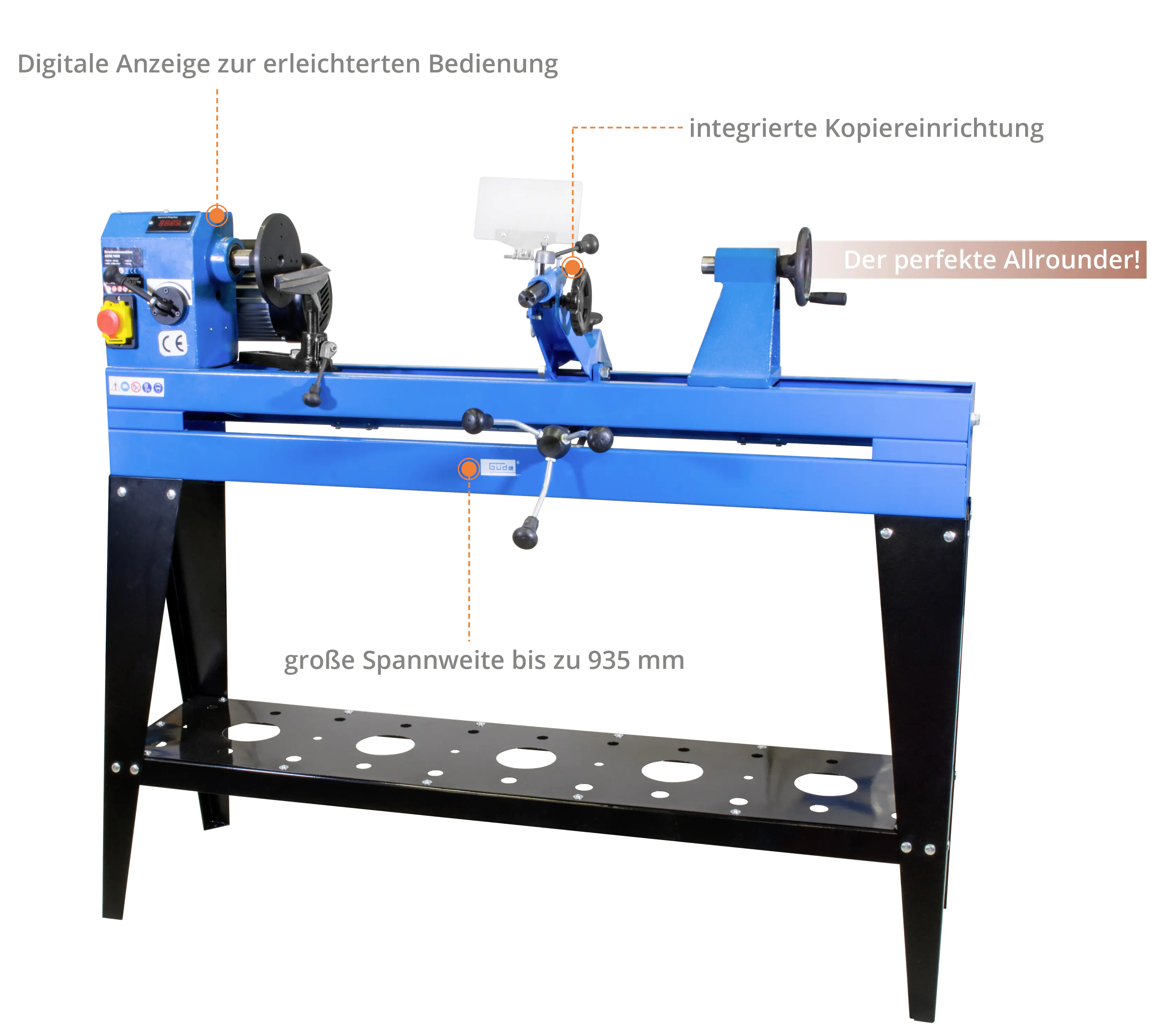 Güde Drechselmaschine GDM 1000 550 W 600-2.100 min-1
