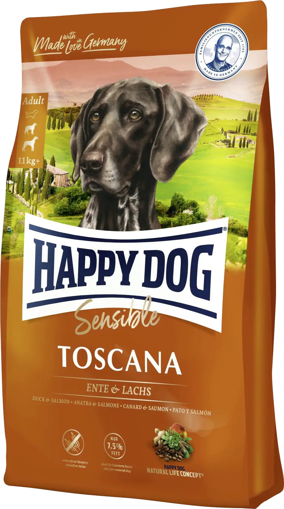 Happy Dog Sensible Toscana Hundetrockenfutter Adult 1 kg Ente & Lachs