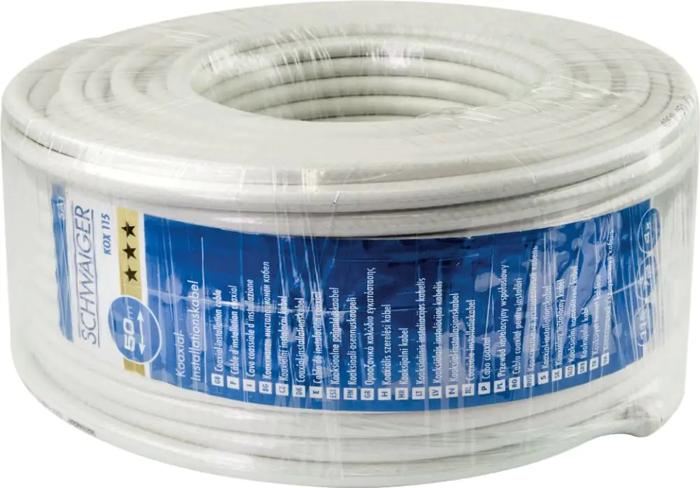 Schwaiger Koaxialkabel KOX11550 052 (115dB) weiß, 50,0m, 4-fach geschirmt, ohne F Stecker