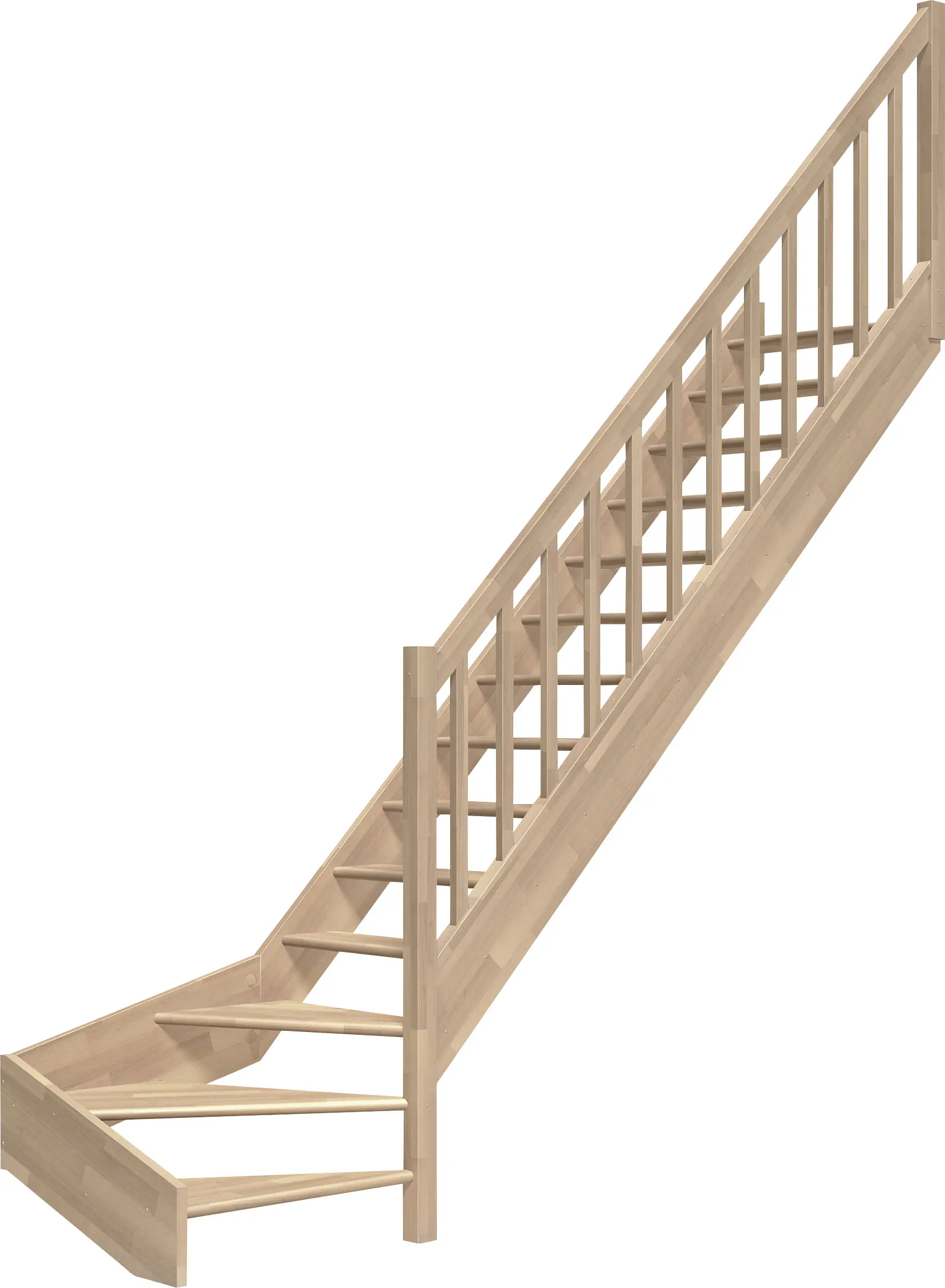 Dolle Raumspartreppen Paris 1/4-gew. Buche versiegelt inkl. Geländer