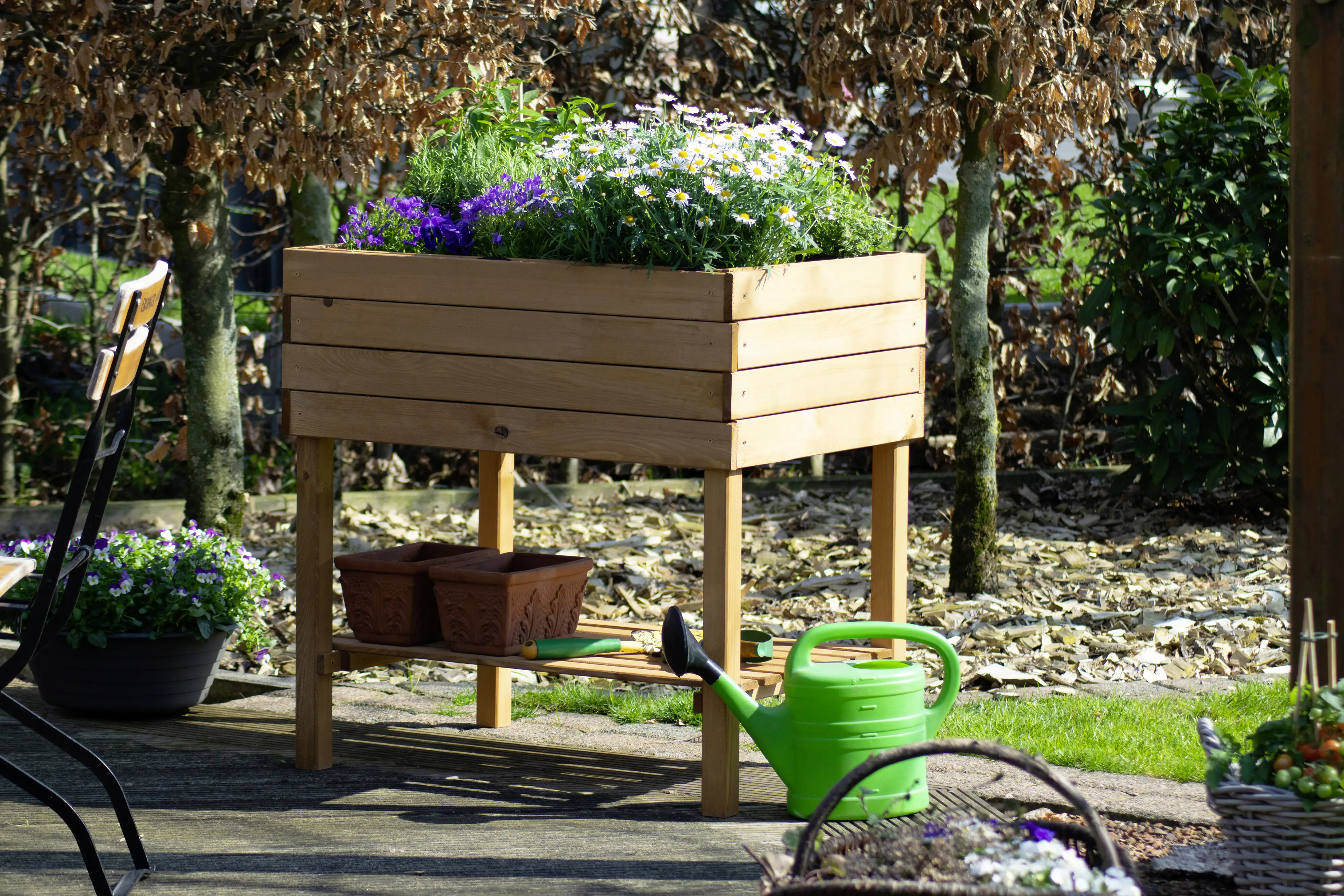 Dobar Hochbeet mit Ablage inkl. Pflanzfolie 80 x 58 x 80 cm