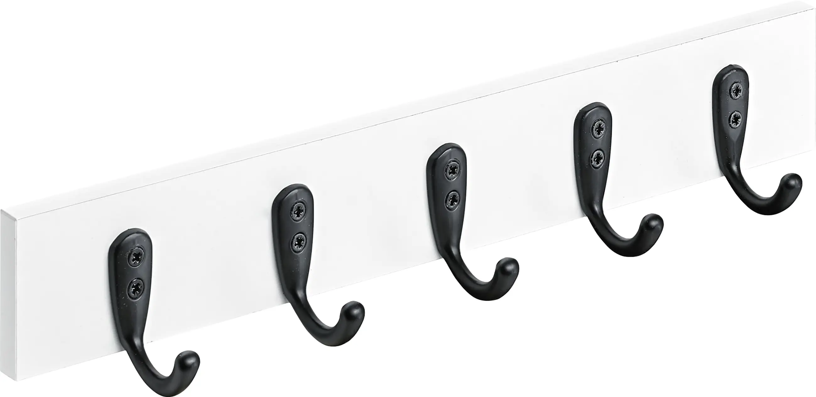 Hettich Garderobehakenleiste mit 5 Haken 400 x 60 x 60 mm Holz weiß/schwarz - 1 Stück