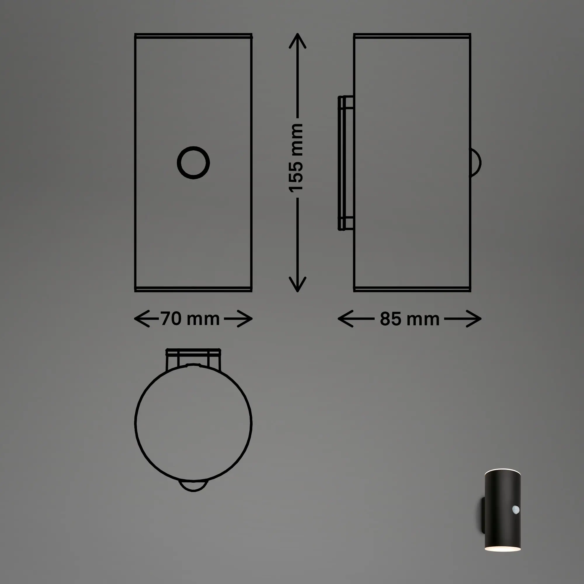 Briloner LED Akku-Außenwandleuchte Lima  6W schwarz Bewegungsmelder warmweiß