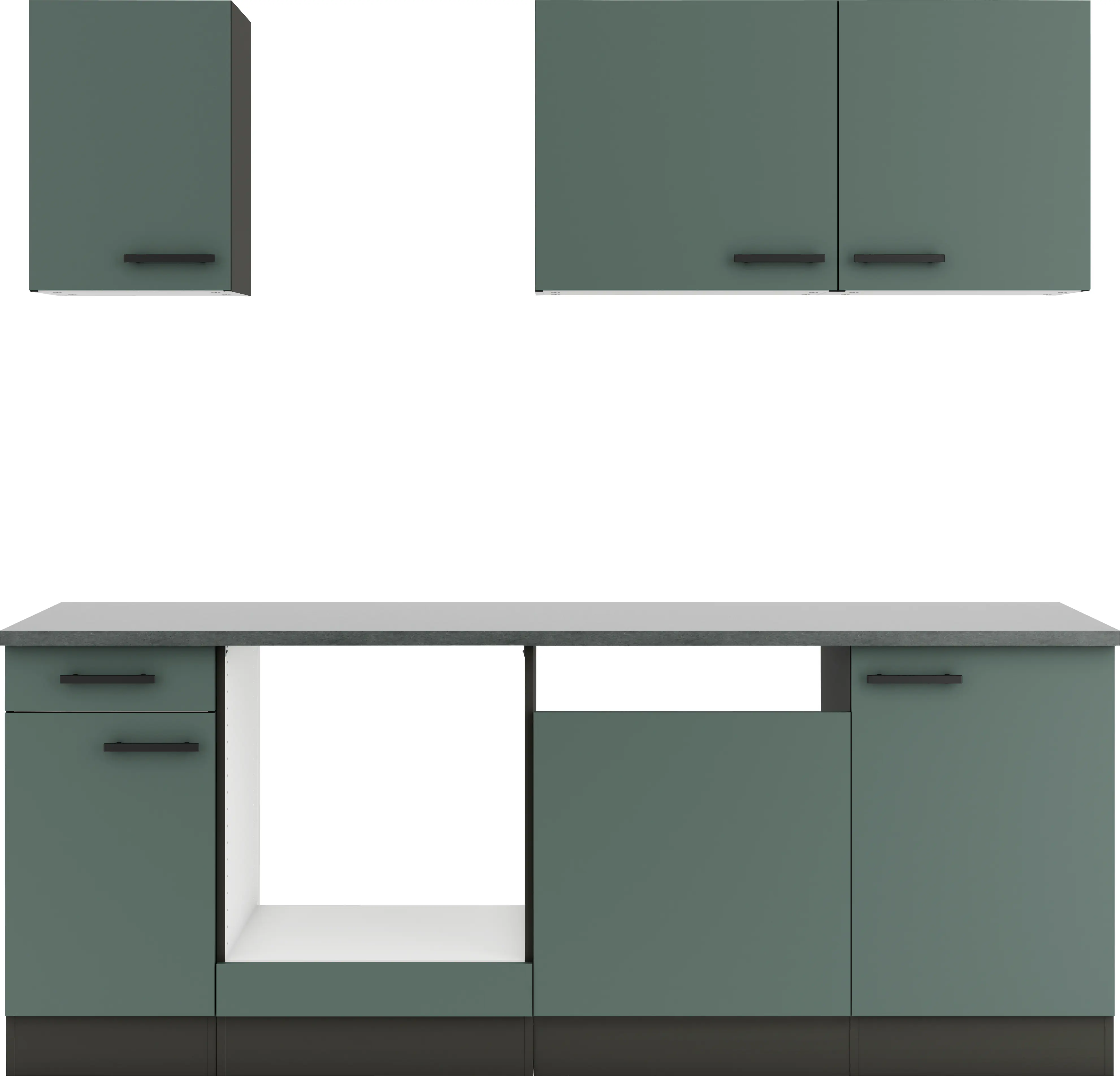 Optifit Küchenzeile Verona 405 ohne Geräte steingrün 210 cm