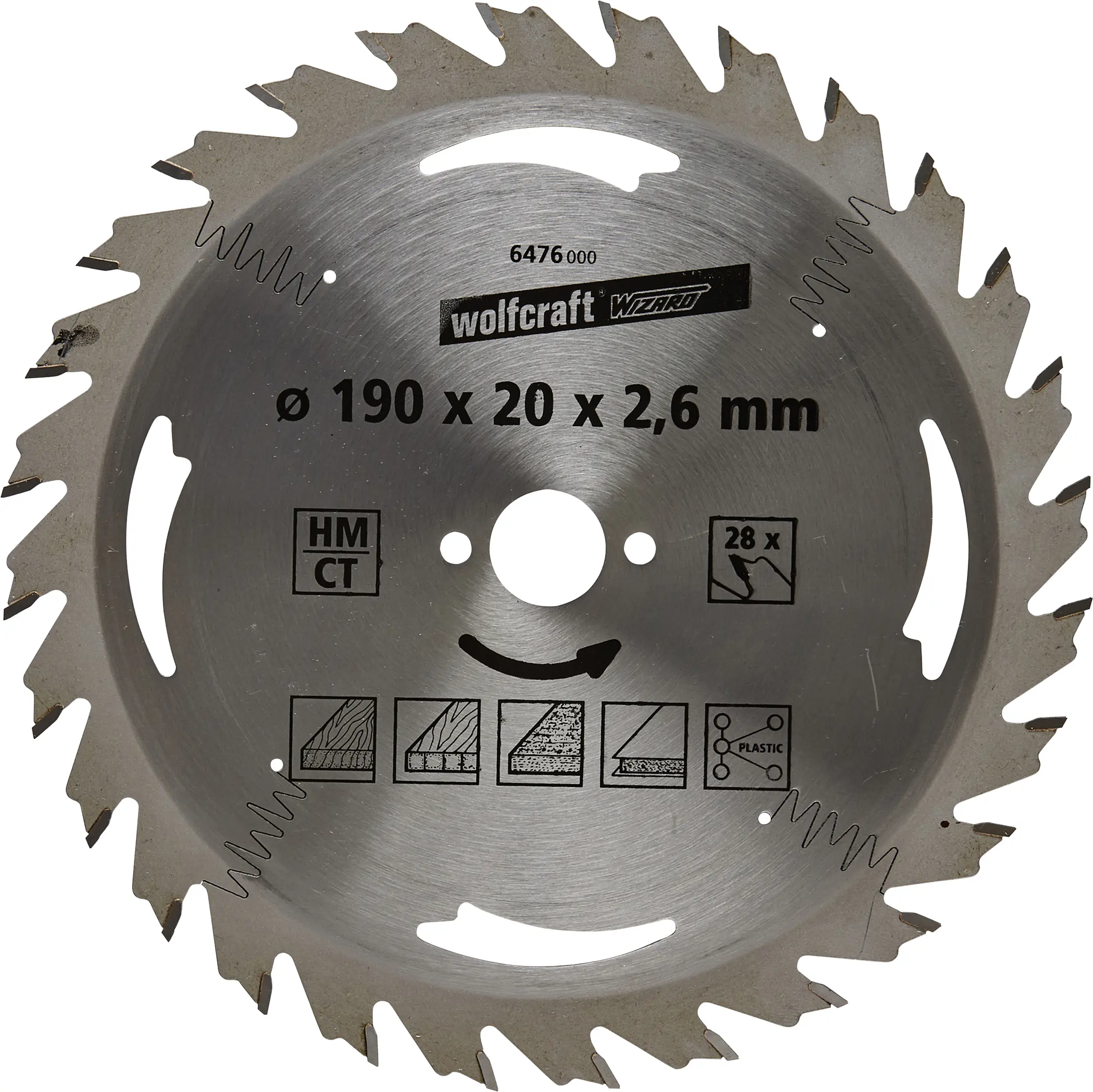 Wolfcraft Kreissägeblatt Serie silber Ø 190 mm Bohrung Ø 20 mm
