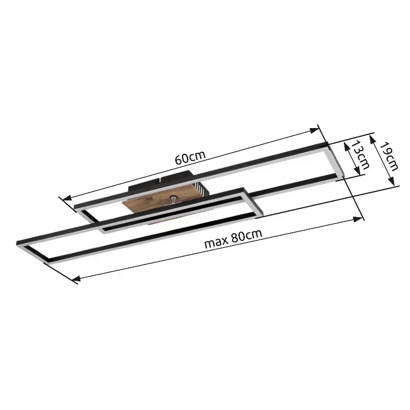 Globo Deckenleuchte Dakari 80 x 60 cm schwarz warmweiß