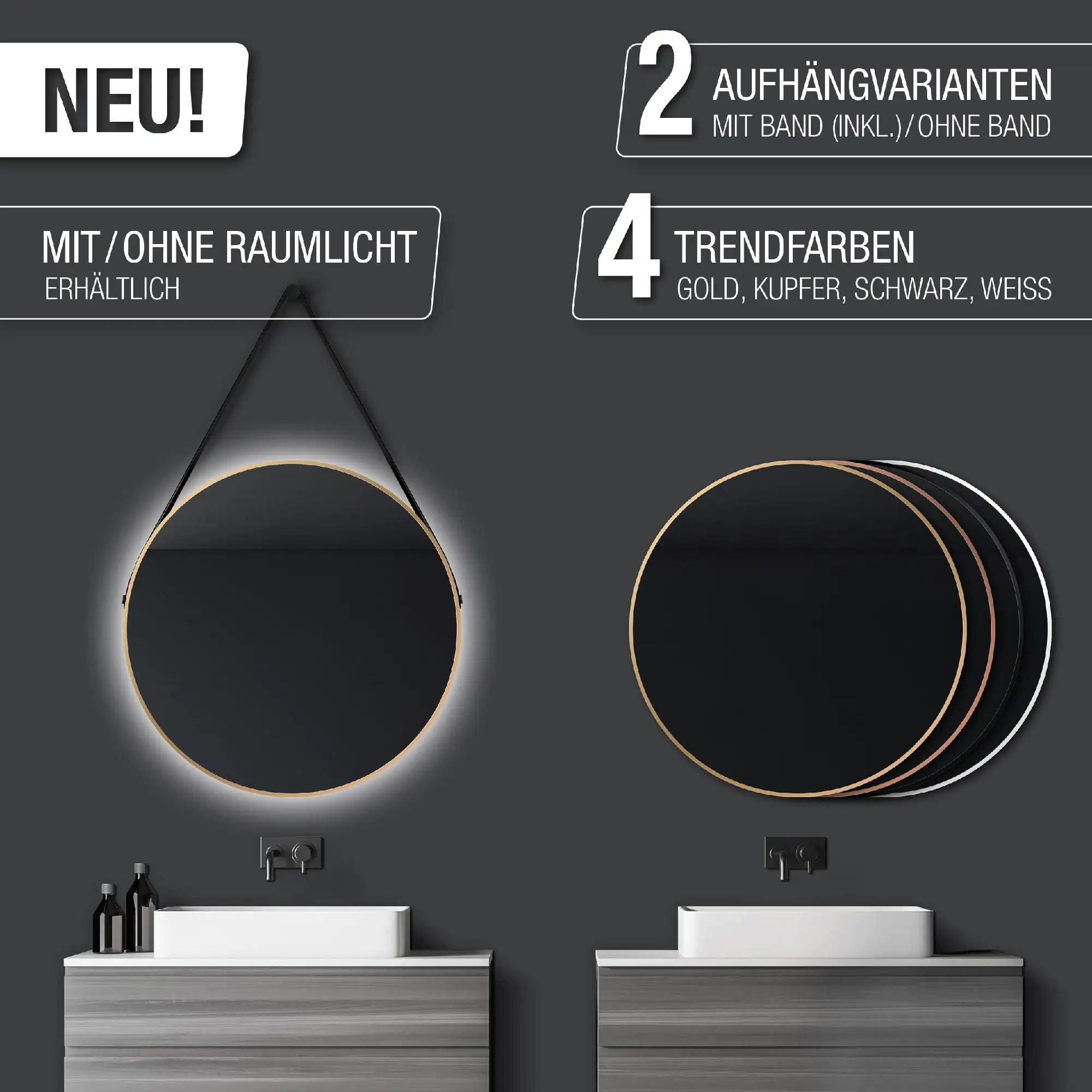 DSK Design Spiegel Silver Coiffeur Ø 80 cm gold