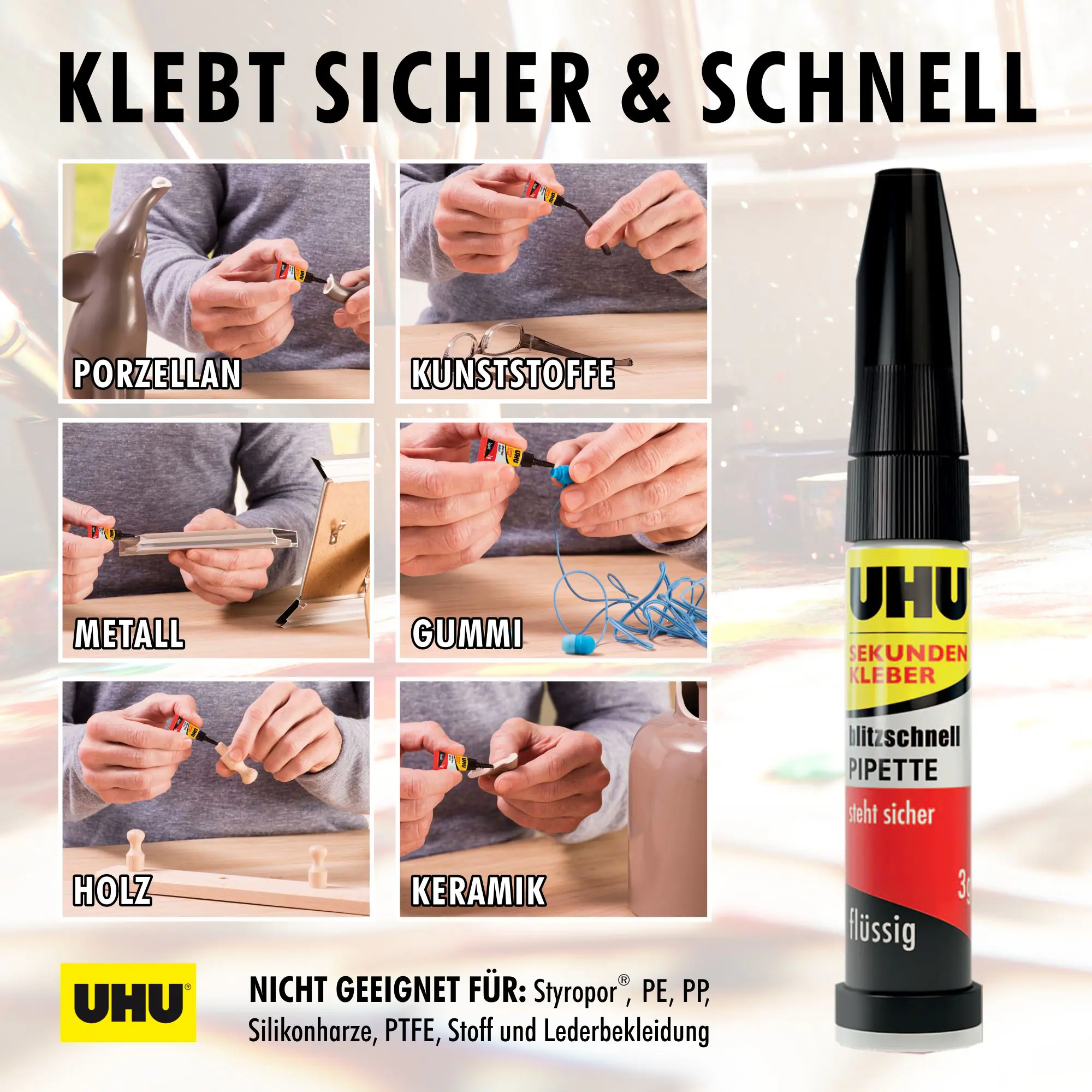 UHU Sekundenkleber blitzschnell Pipette Control flüssig 3 g