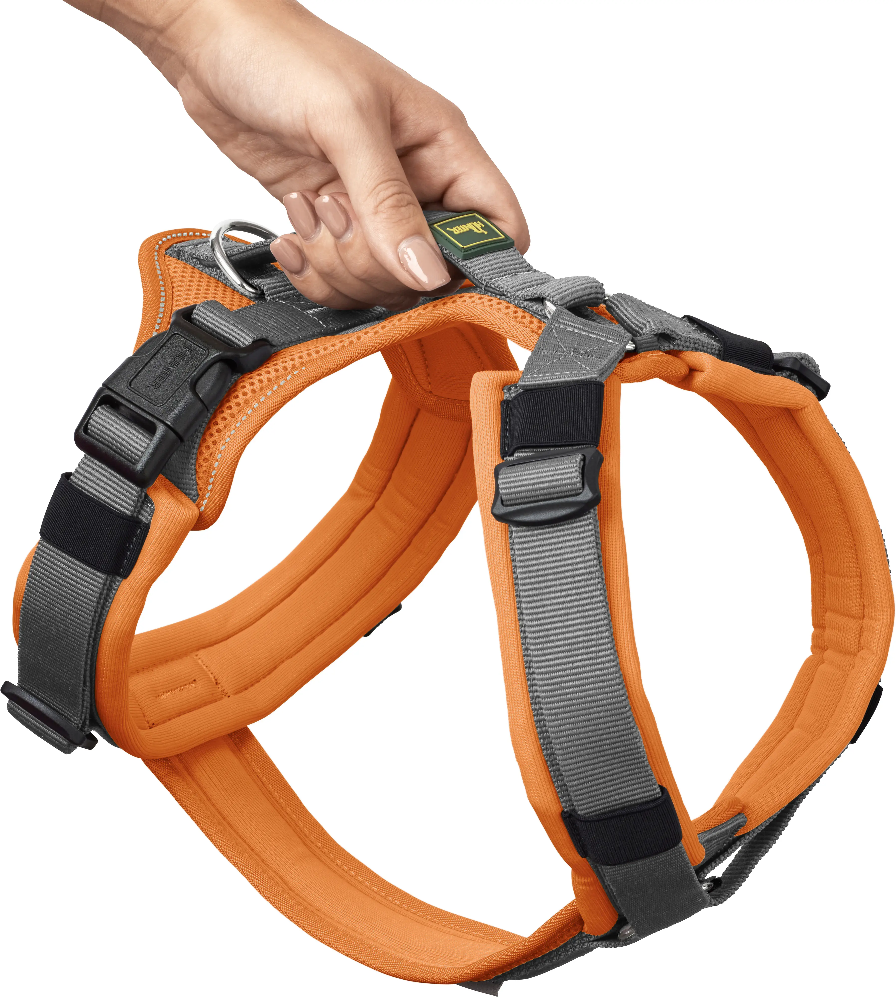 Hunter Hundegeschirr Maldon Up mit Griff L orange/grau