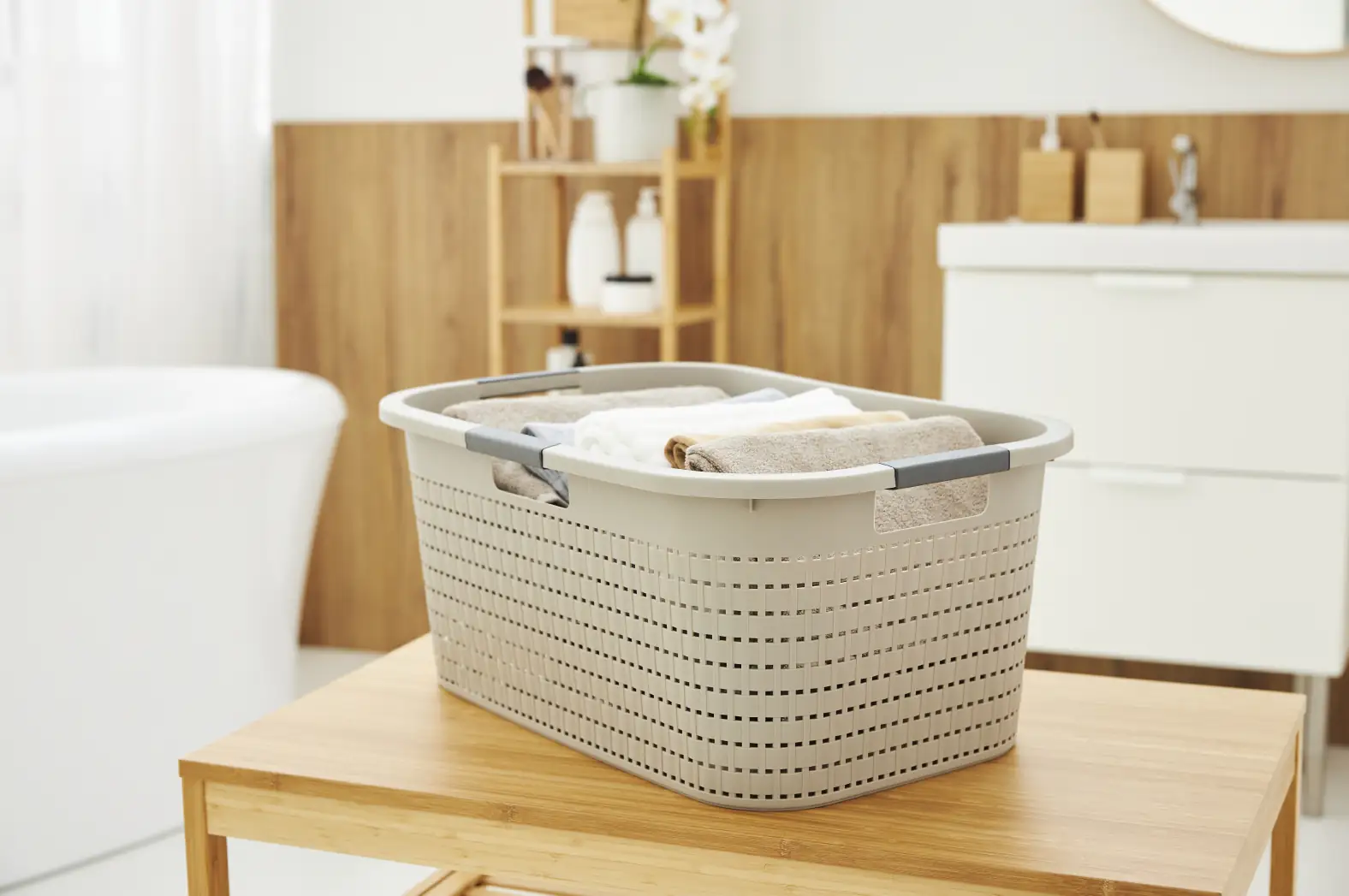 Rotho Wäschekorb Country, 40 L cappuccino