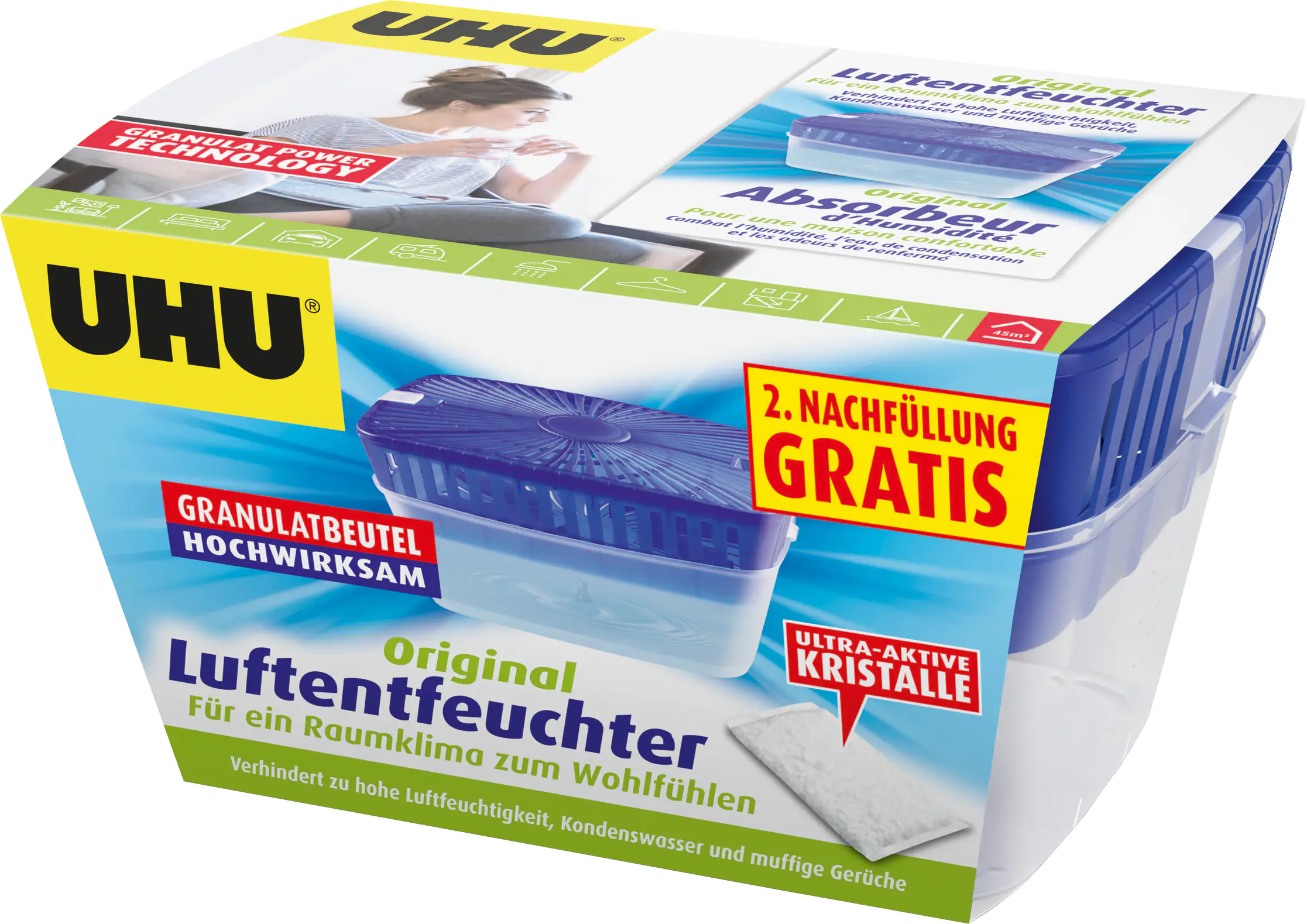 UHU Luftentfeuchter Original 1000 g gratis Nachfüllbeutel