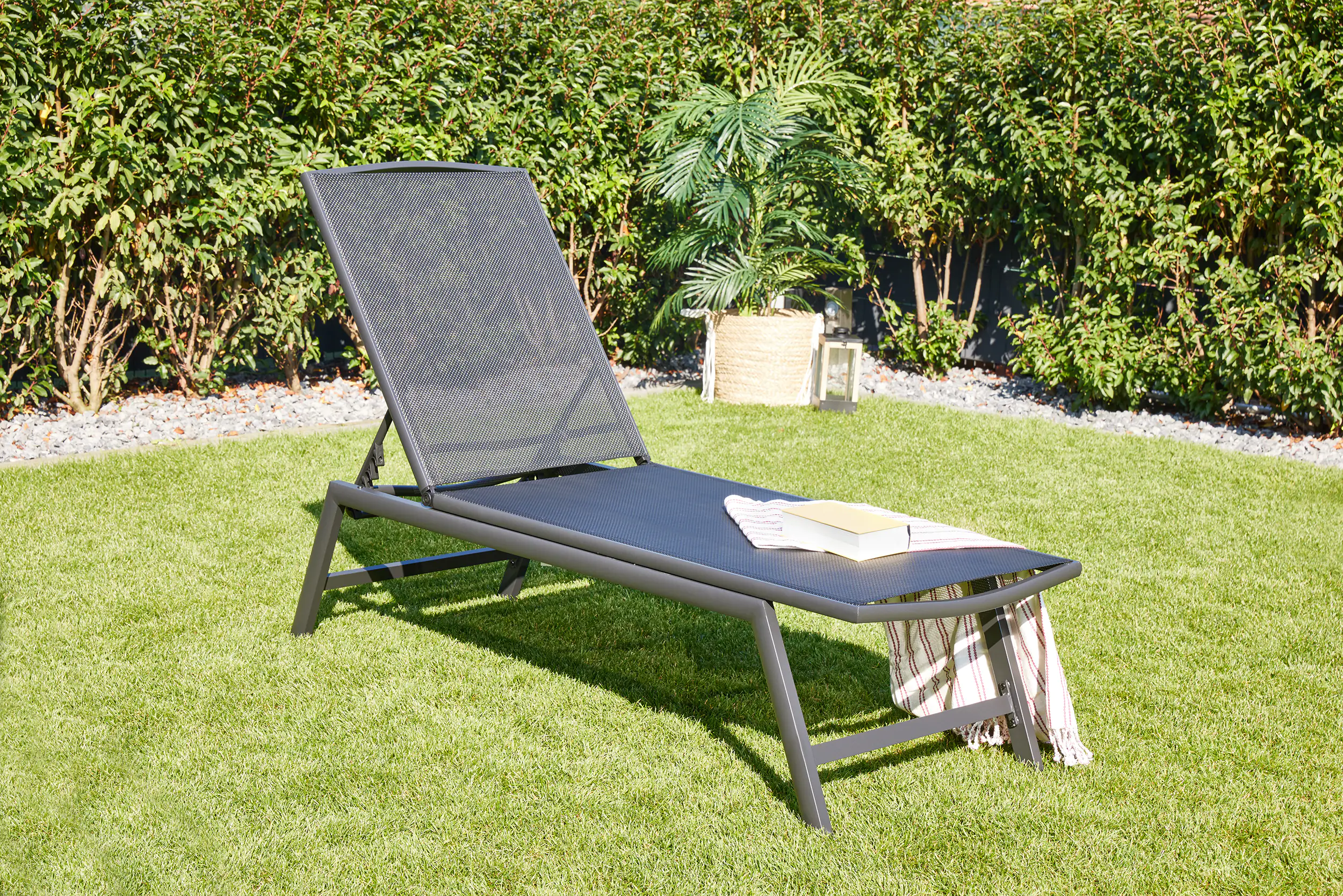 TrendLine Alu Sonnenliege Comfort Textilen Bespannung, schwarz