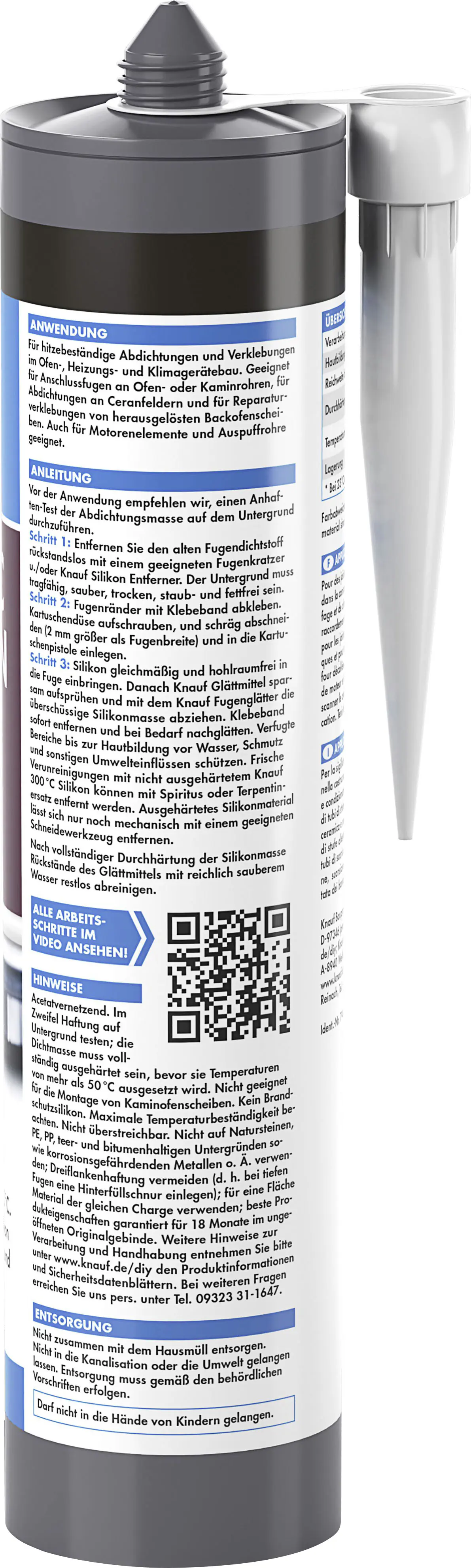 Knauf 300 °C Silikon 300 ml schwarz 