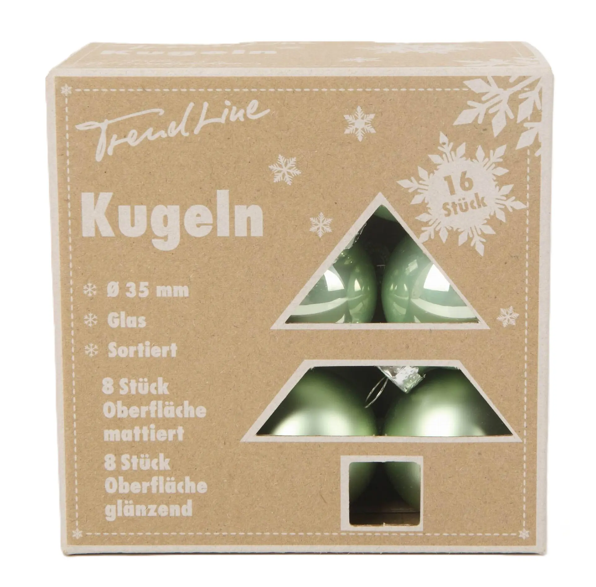 TrendLine Weihnachtskugeln aus Glas Ø 3,5 cm light green 16 Stück
