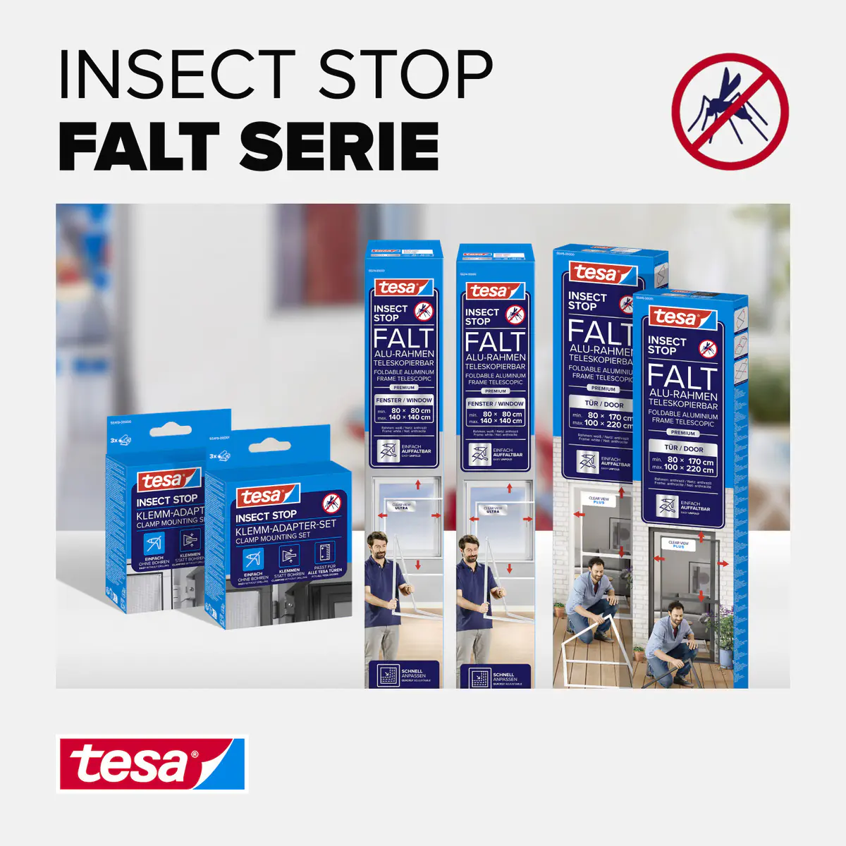 tesa Fliegenschutz-Tür FALT 100 x 220 cm anthrazit/weiß kürzbar