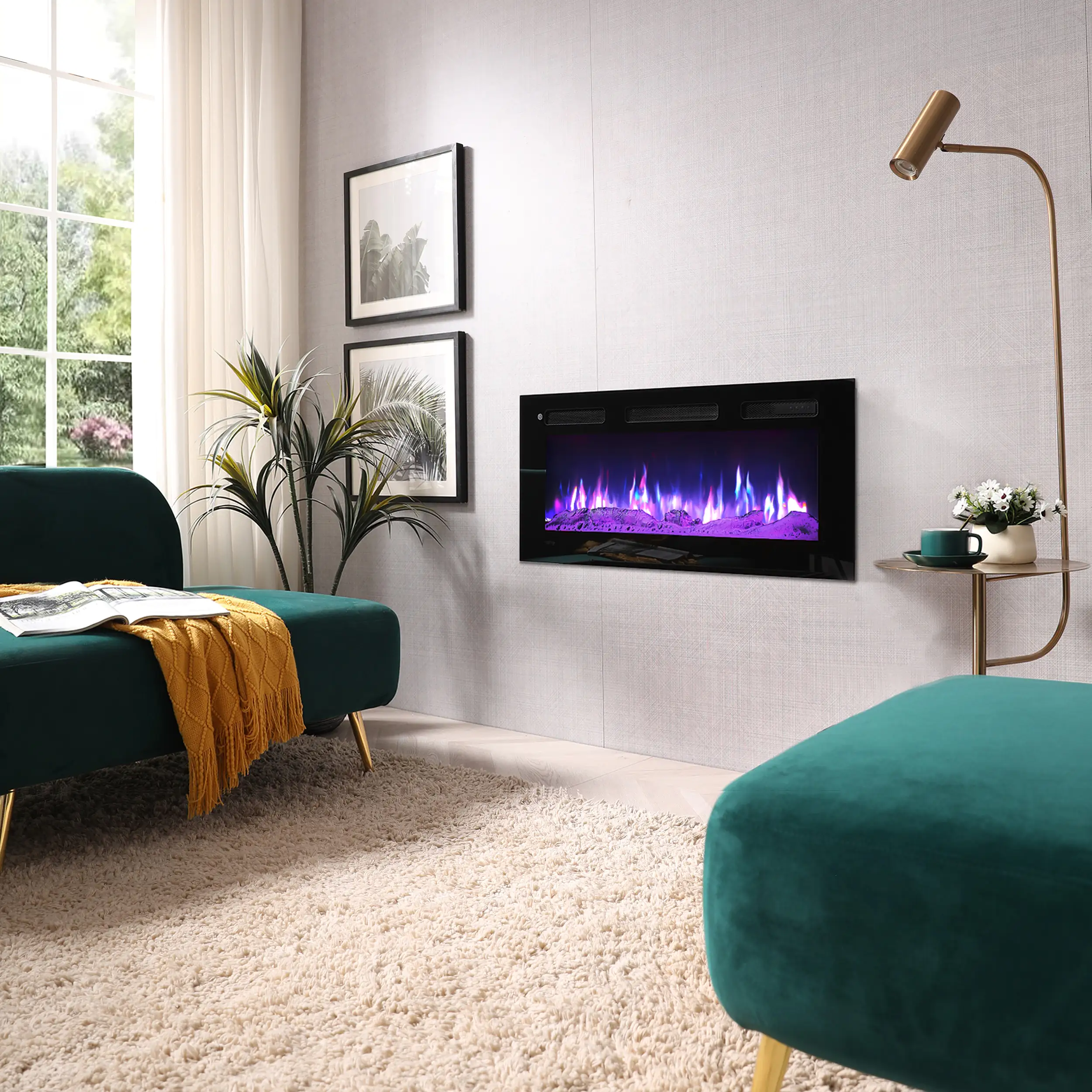 BALDERIA Elektrokamin schwarz Leif 36 1000/1800 Watt 43 x 92 cm