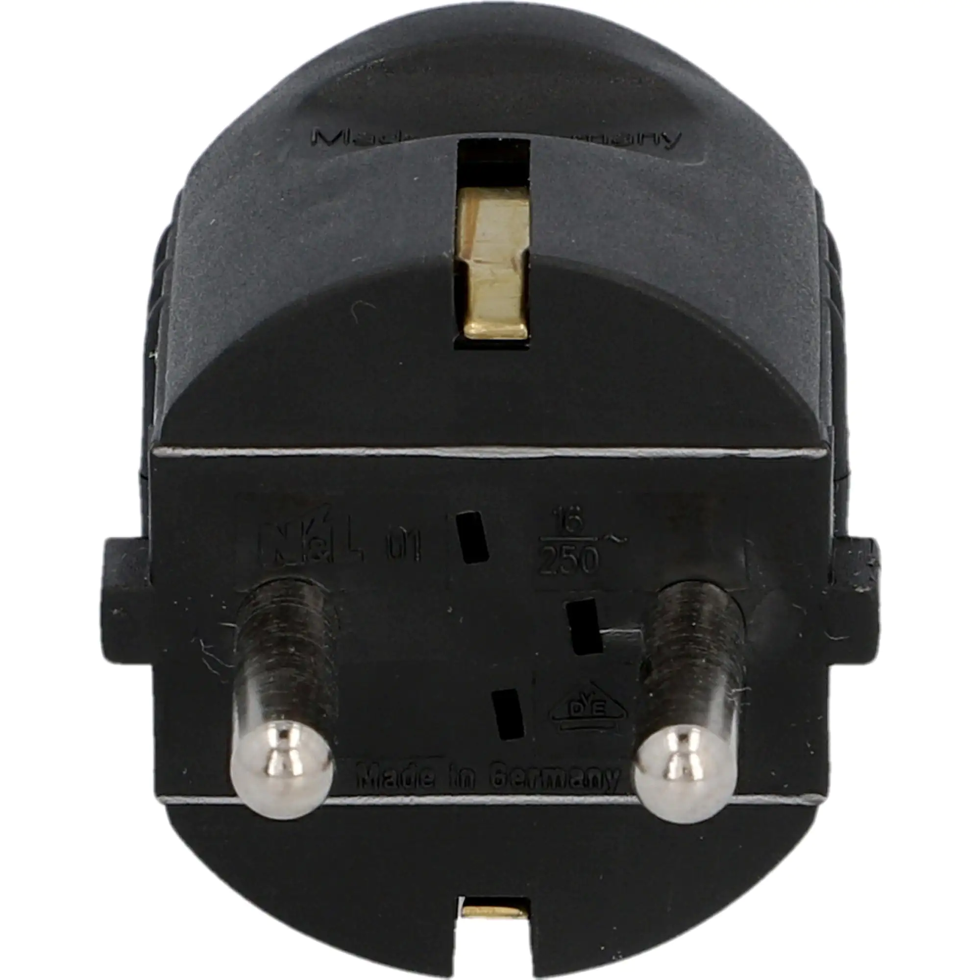 Schutzkontakt-Stecker mit Knickschutz, schwarz