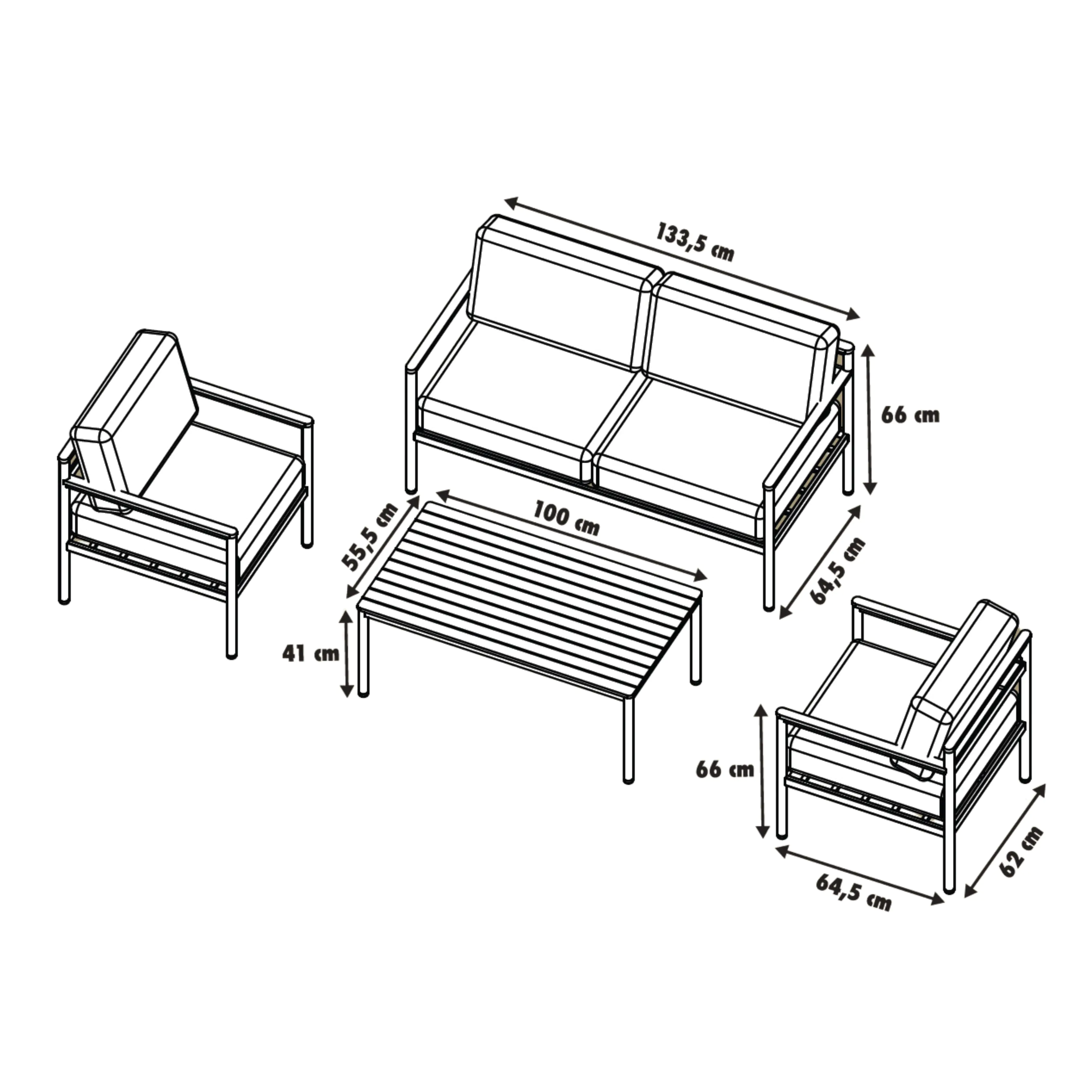 Primaster Gartenmöbel-Set Positano Holz/Aluminium