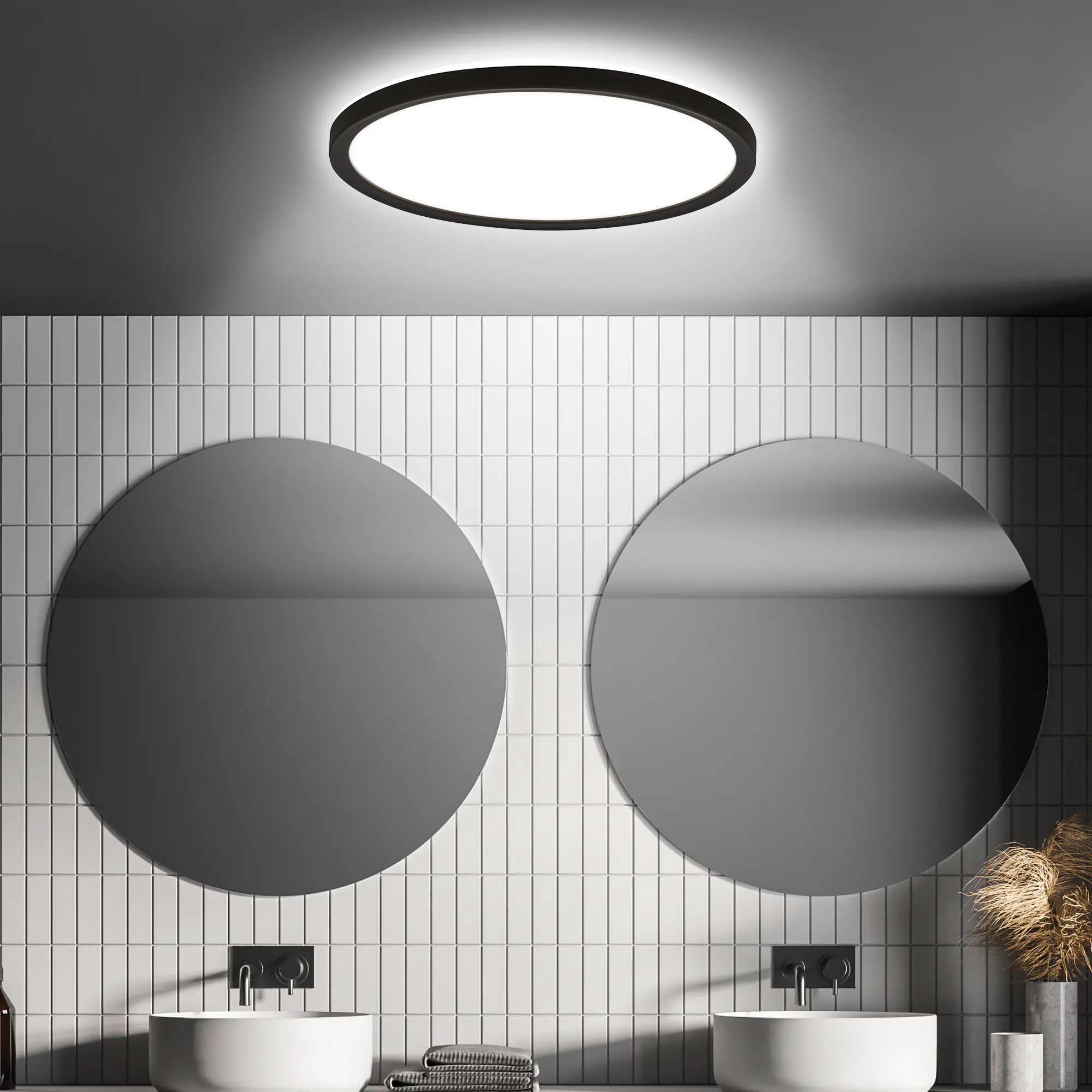 Briloner LED Deckenlampe Move 18W Ø 29 cm schwarz Bewegungssensor neutralweiß