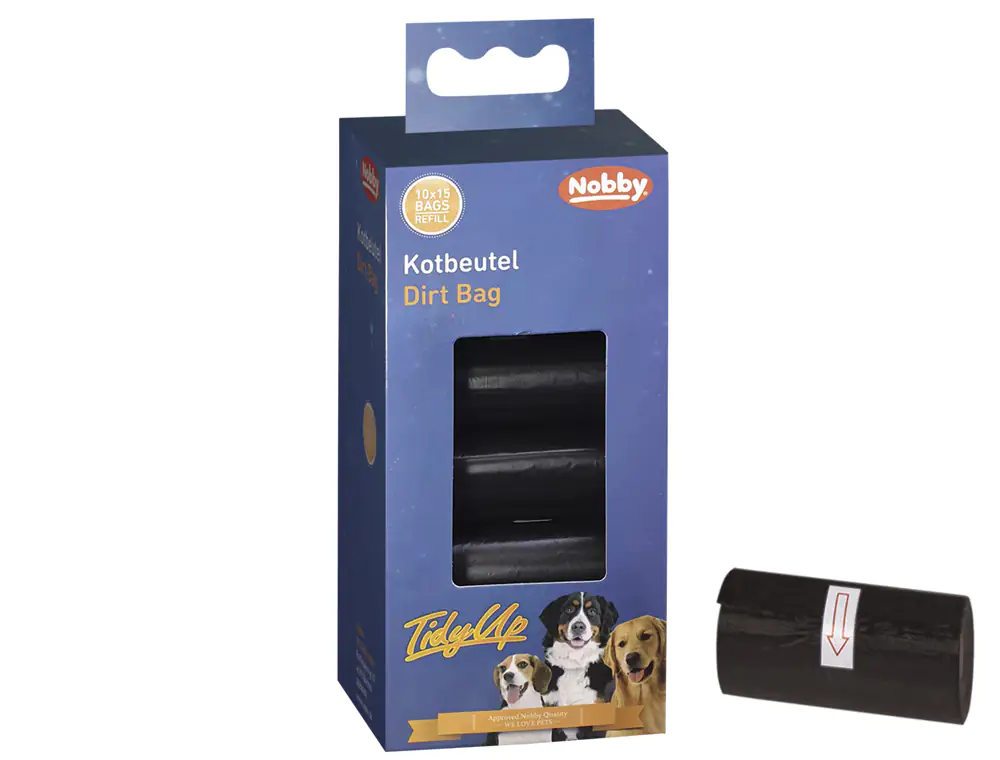 Nobby TidyUp Kotbeutel schwarz Vorratspack 10 Rollen á 15 Beutel